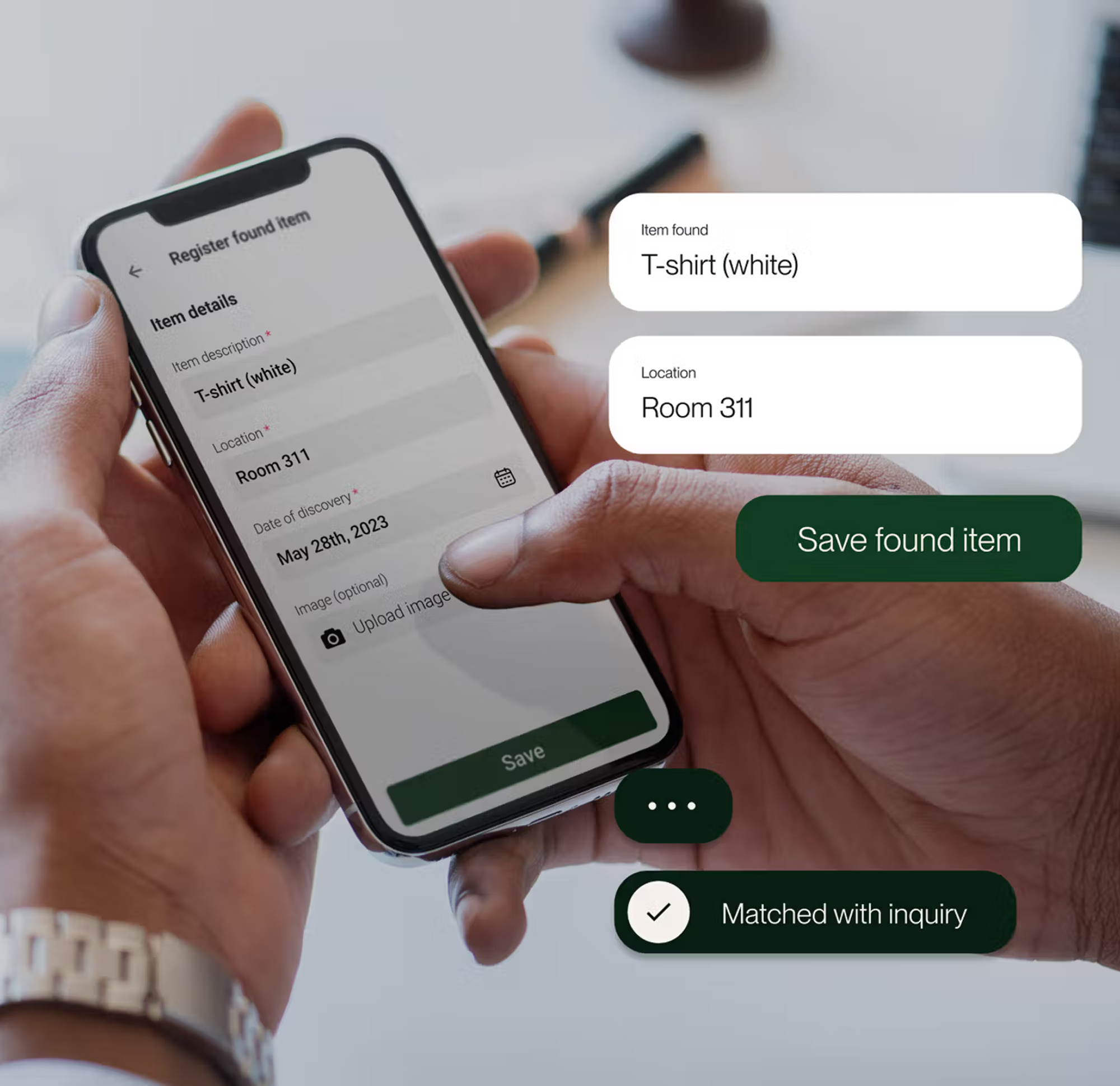 Phone with Faundit app