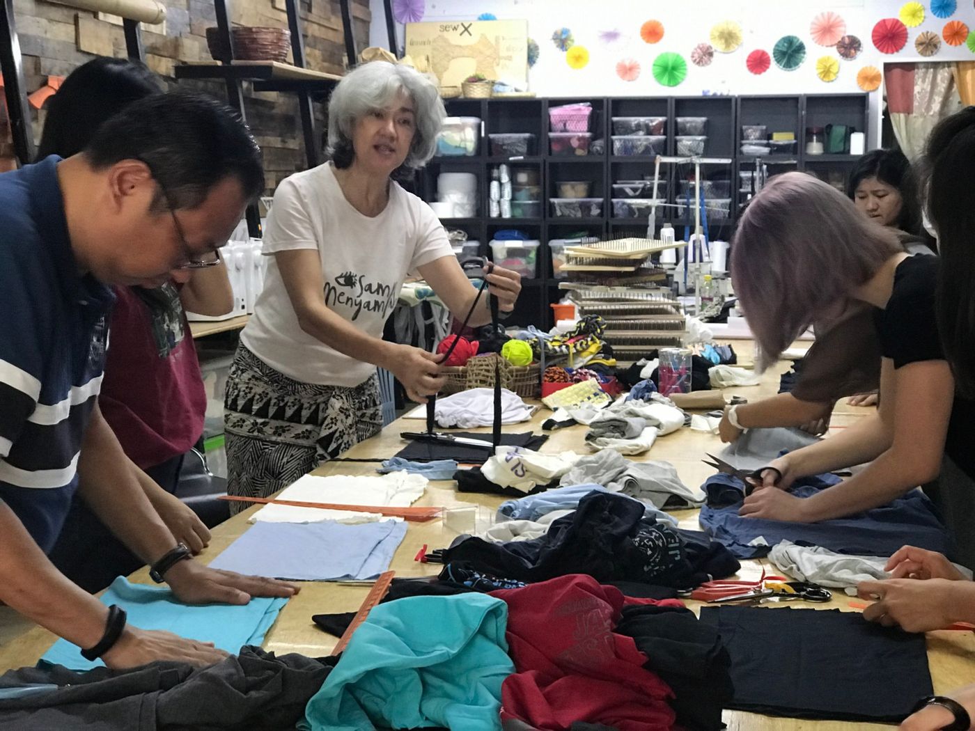 at the zero waste weaving workshop