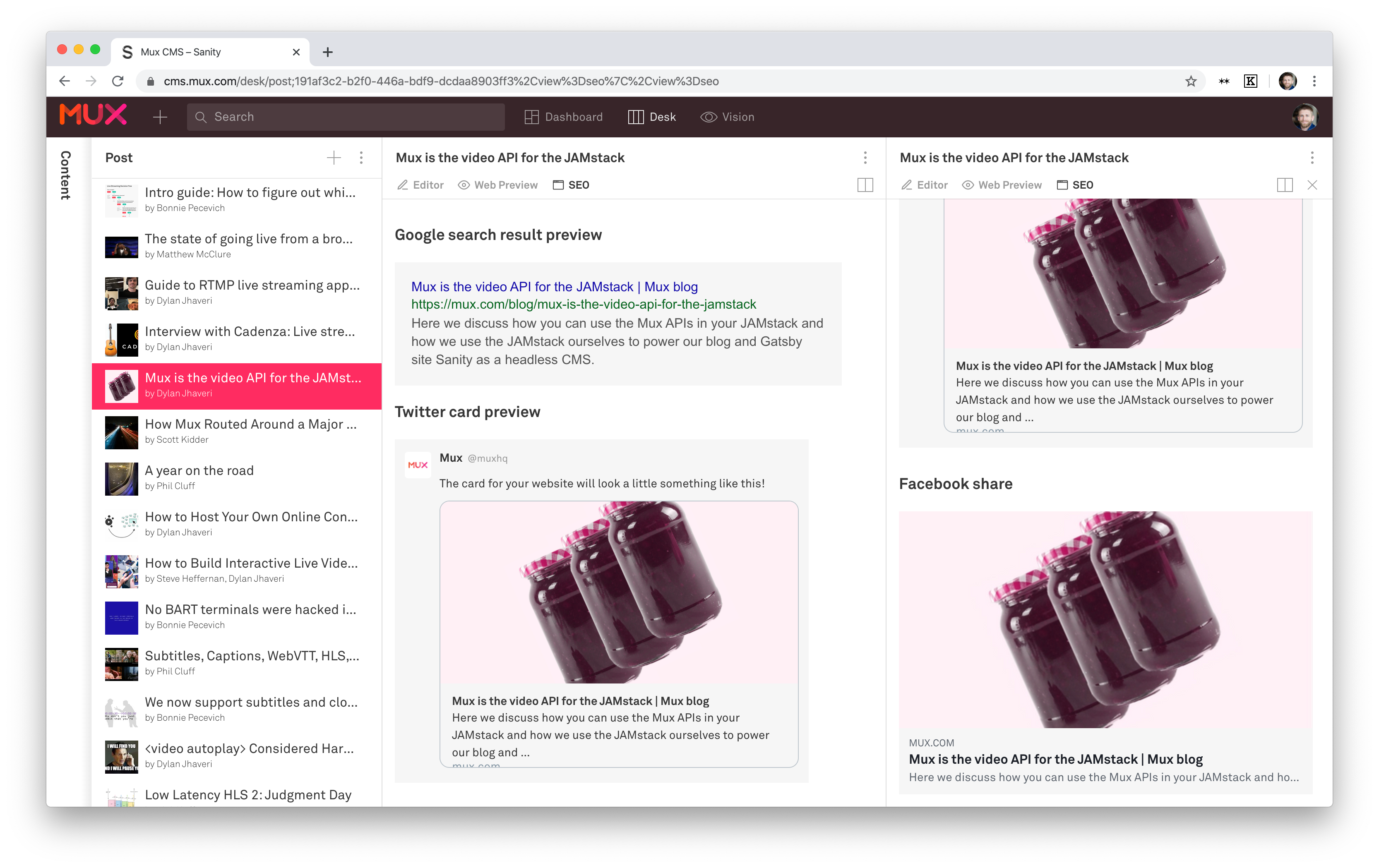 mux + sanity cms