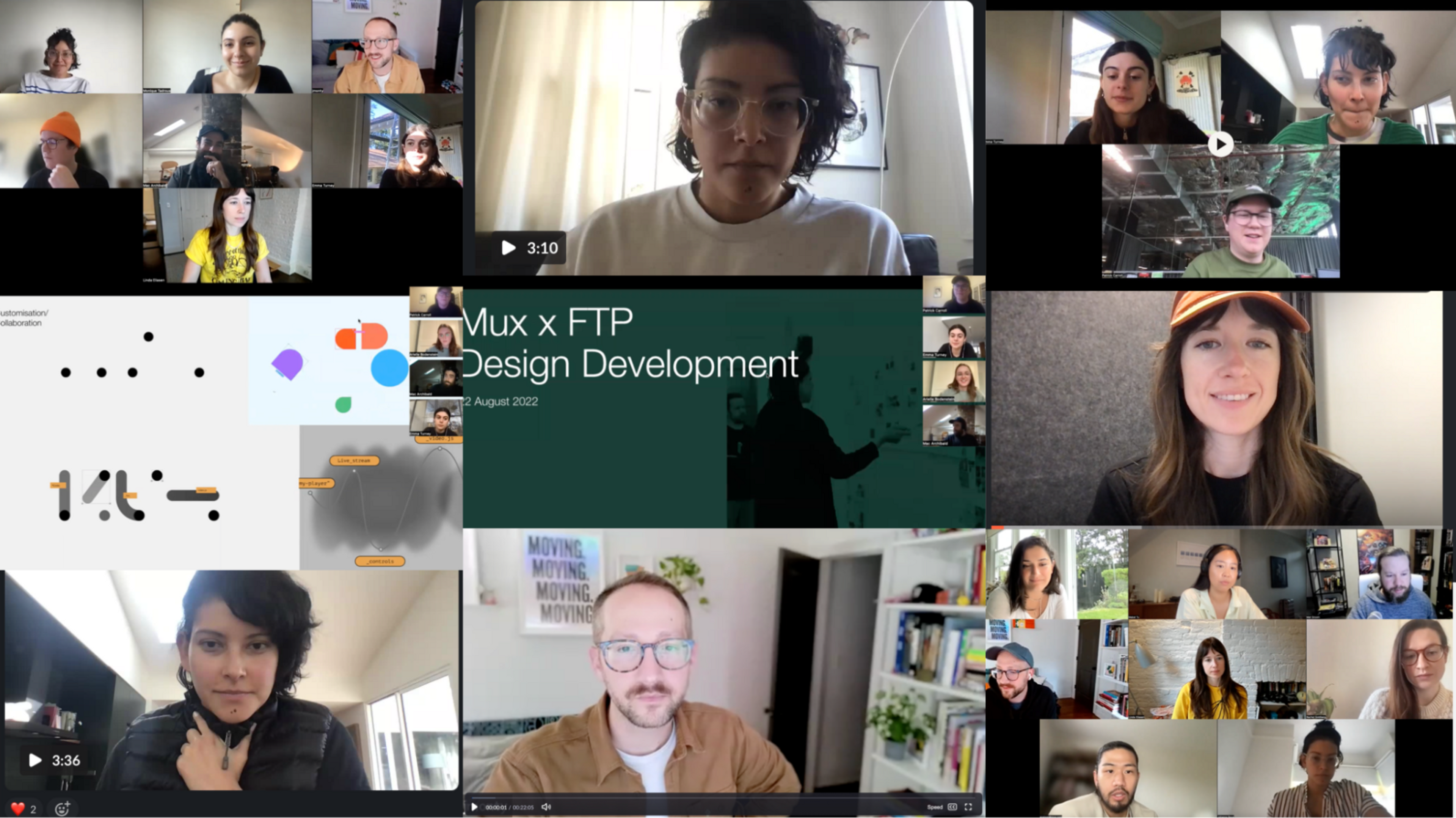 A screenshot of a real-time video call between the Mux team and the For the People folks.