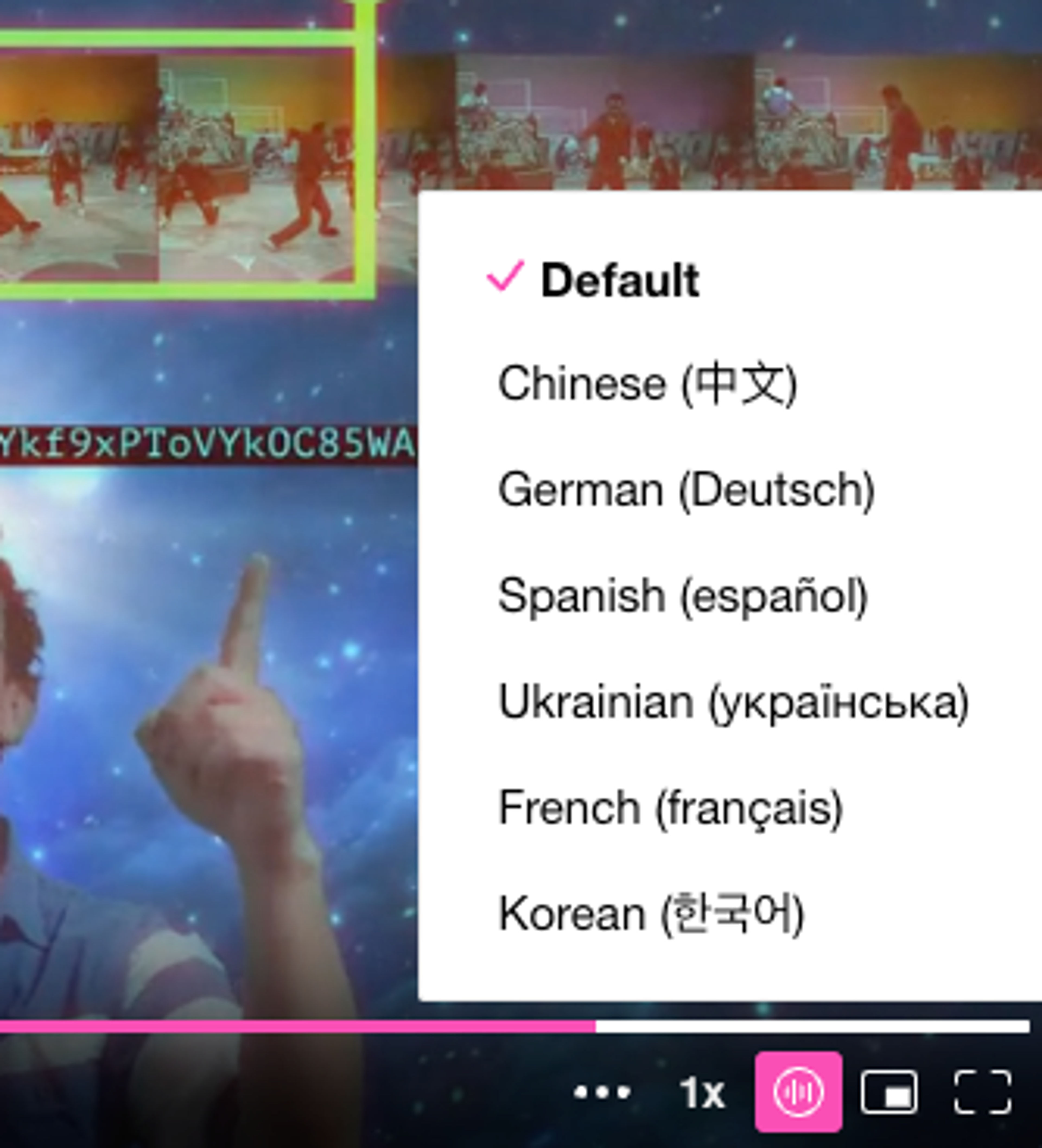 Mux Player with language track selector with Chinese, German, Spanish, Ukrainian, French and Korean