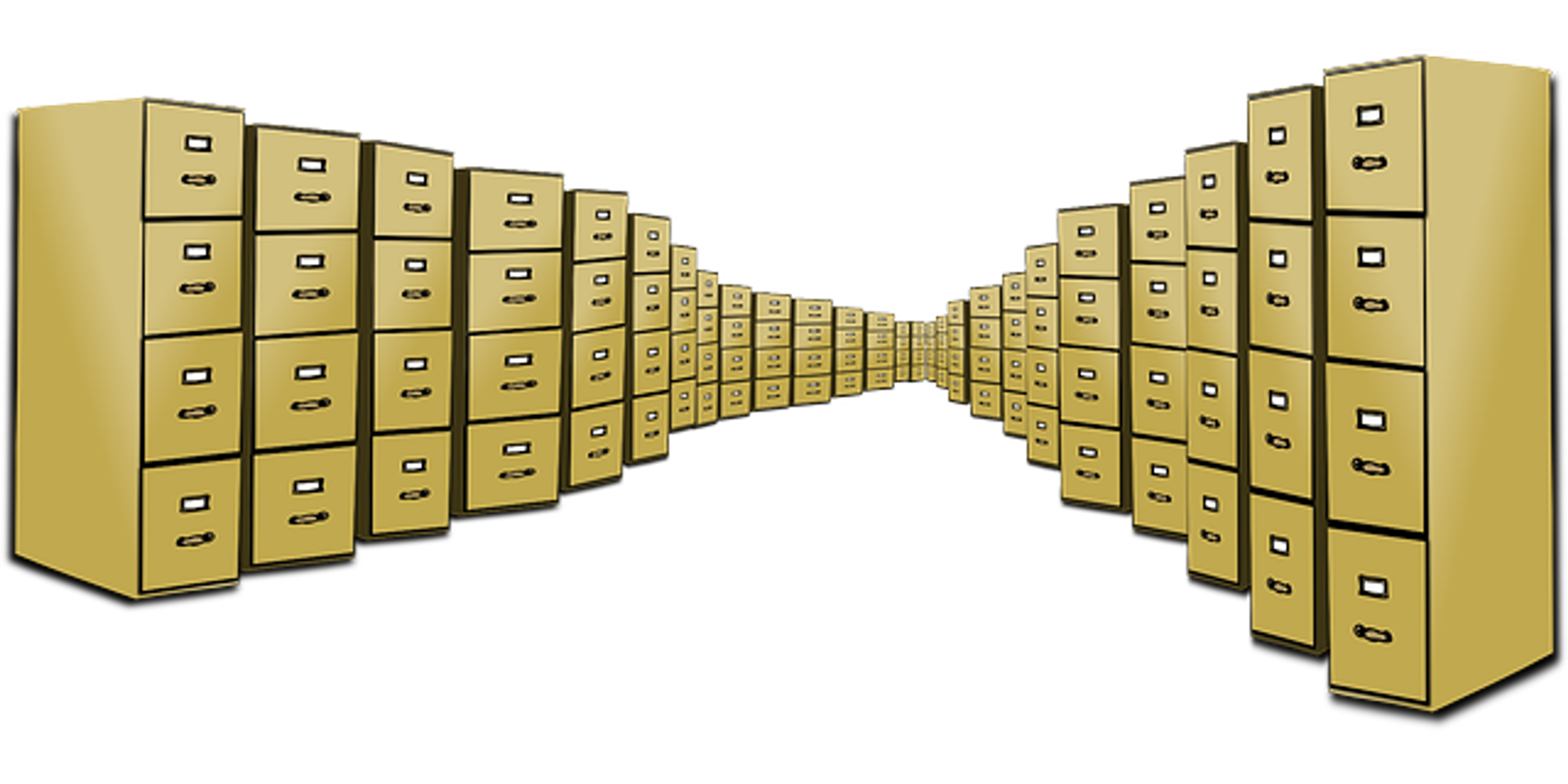 An image of many filing cabinets