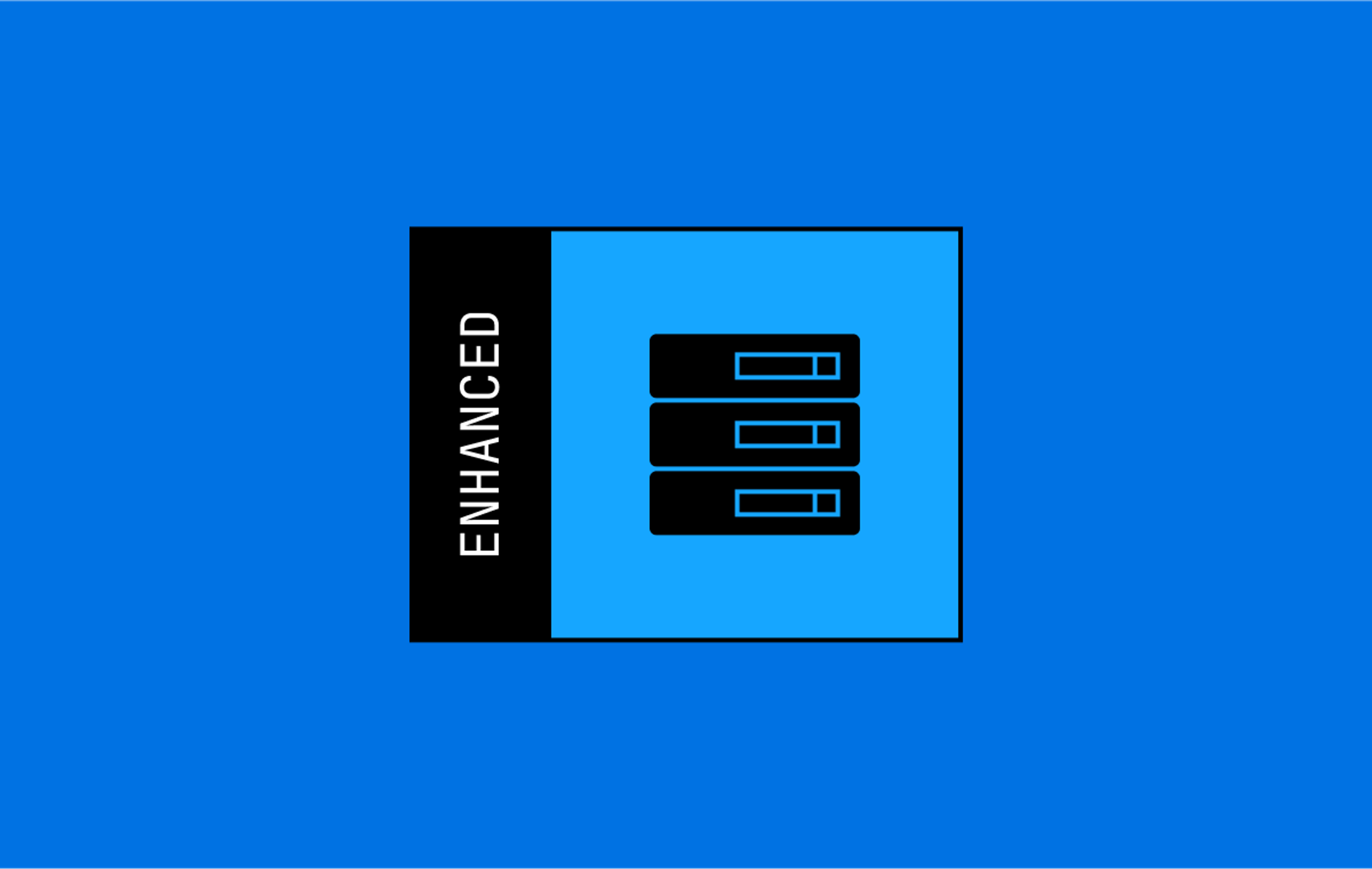 An icon of a CDN with the the word "enhanced" next to it