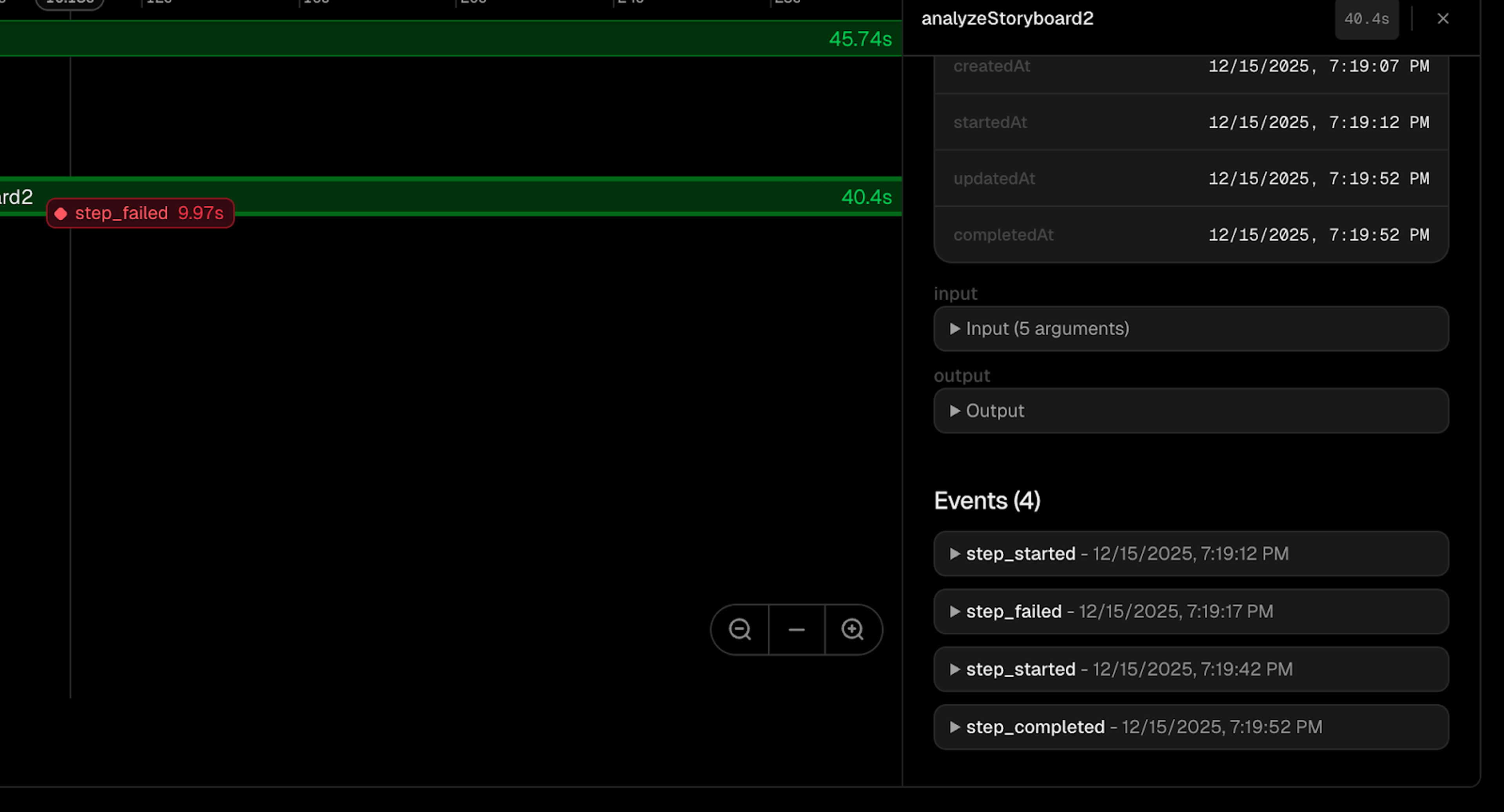 An example of a failed workflow
