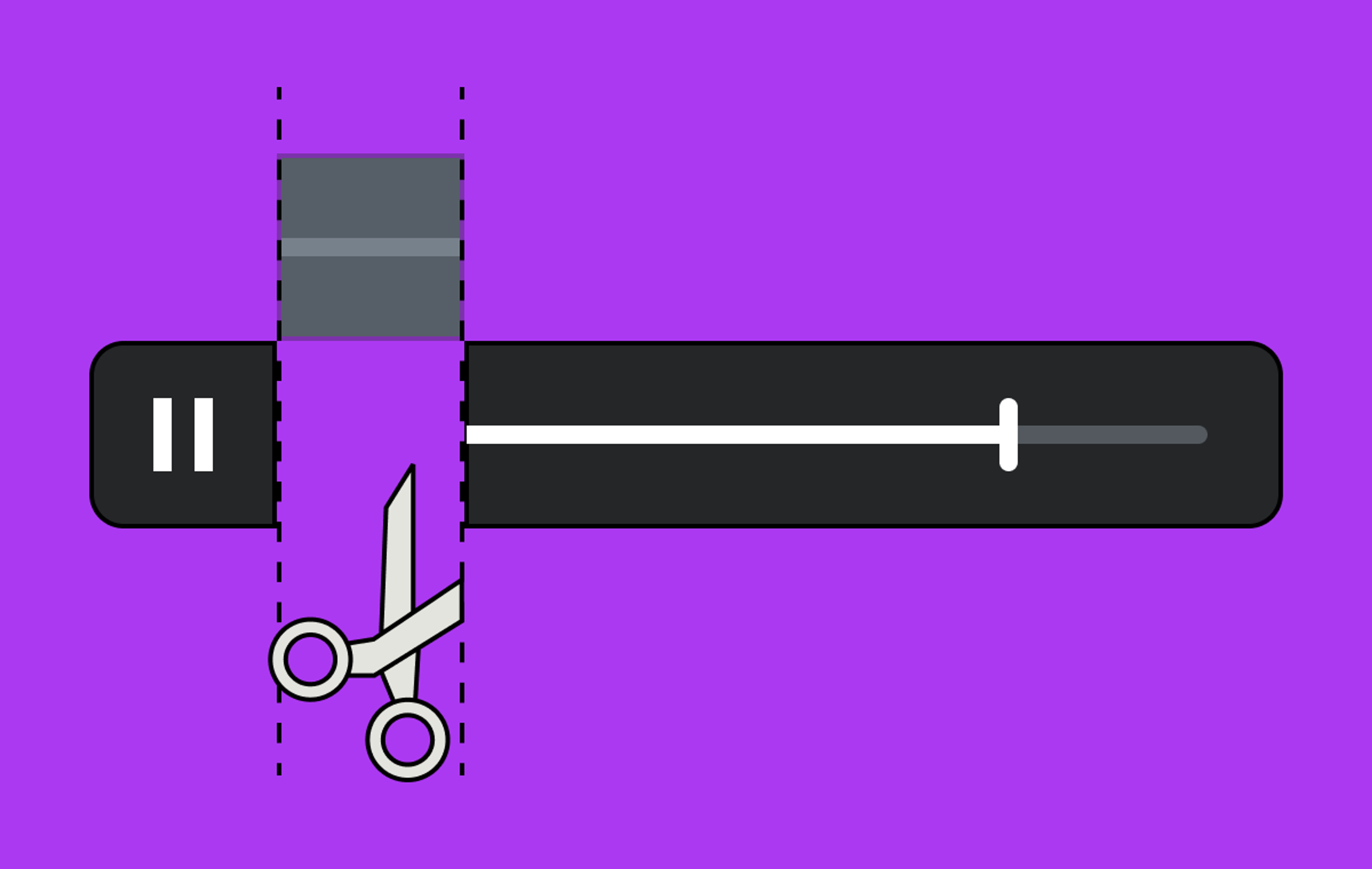 Scissors clipping a video timeline