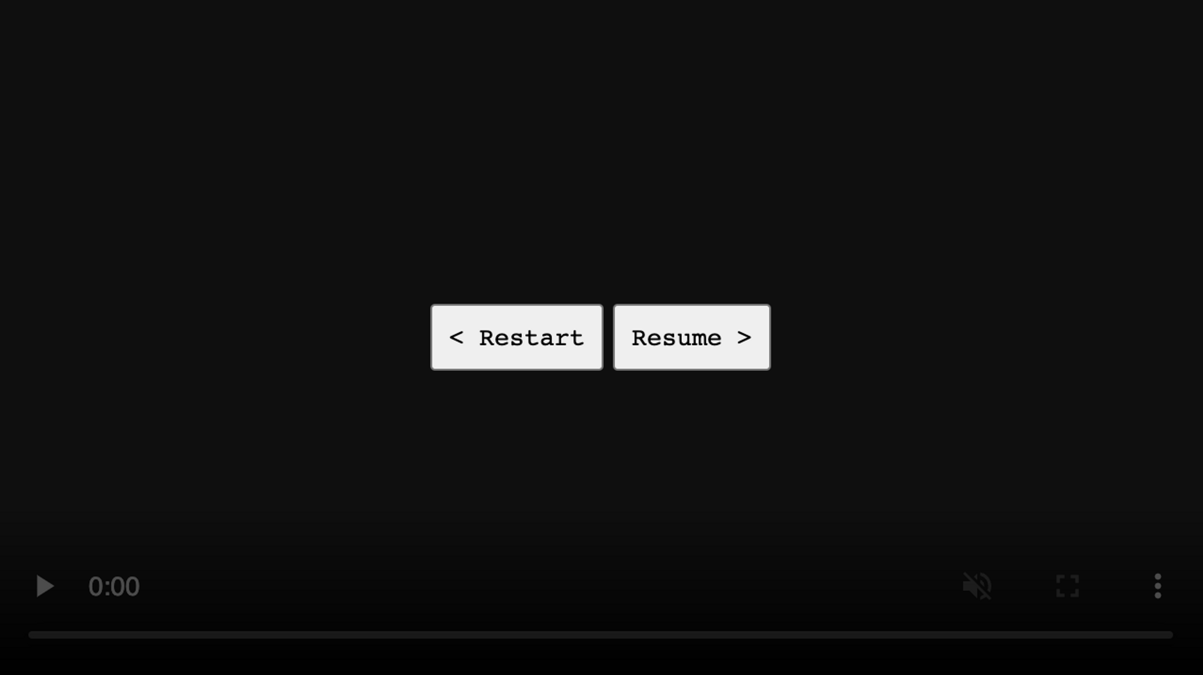 A screenshot of the custom WebComponent. There are two buttons visible, one of them labeled "Restart," and the other is labeled "Resume."
