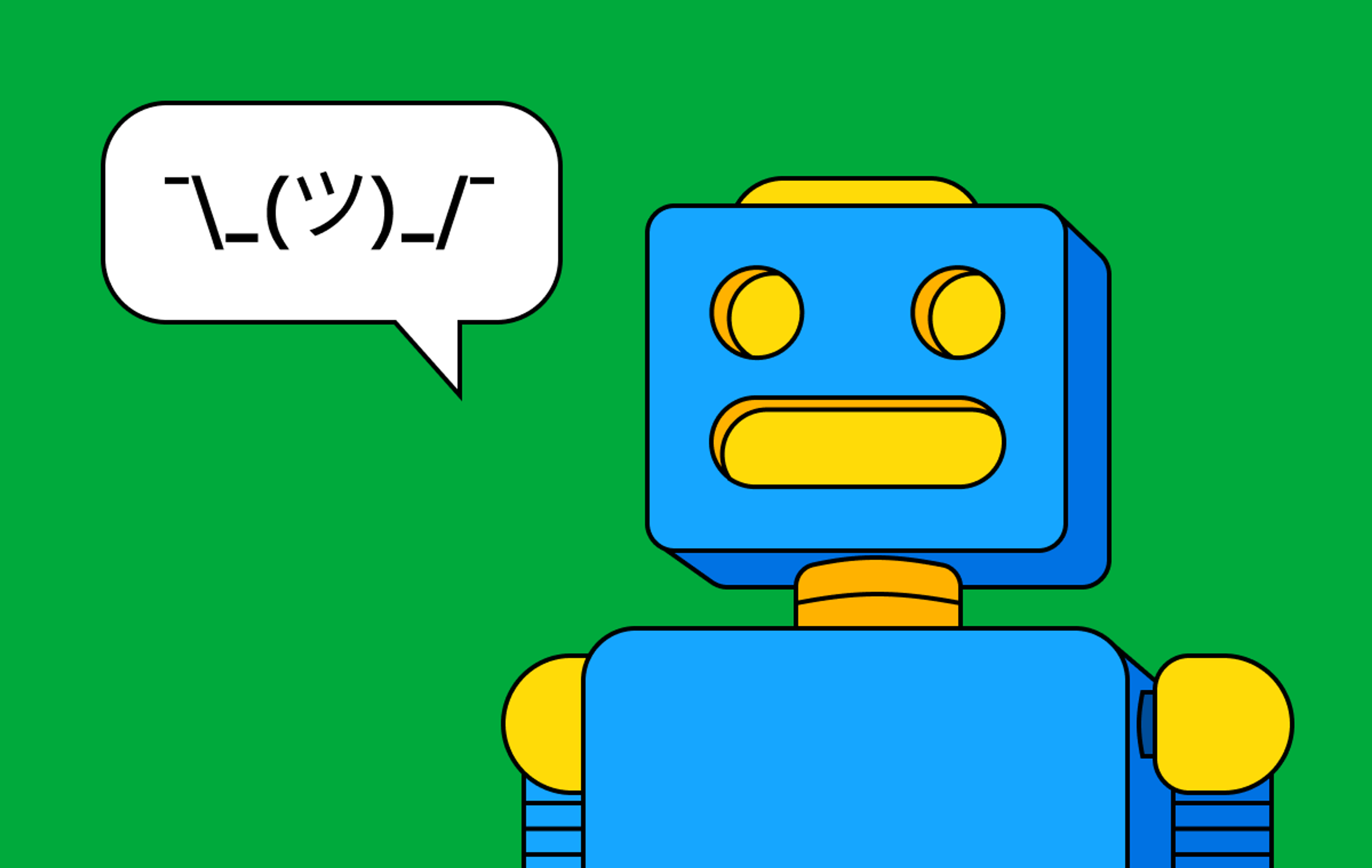 A deeply confused, yet well-intentioned robot, throwing up his arms in confusion