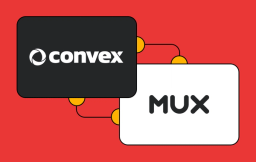 Mux and Convex logos with a red background