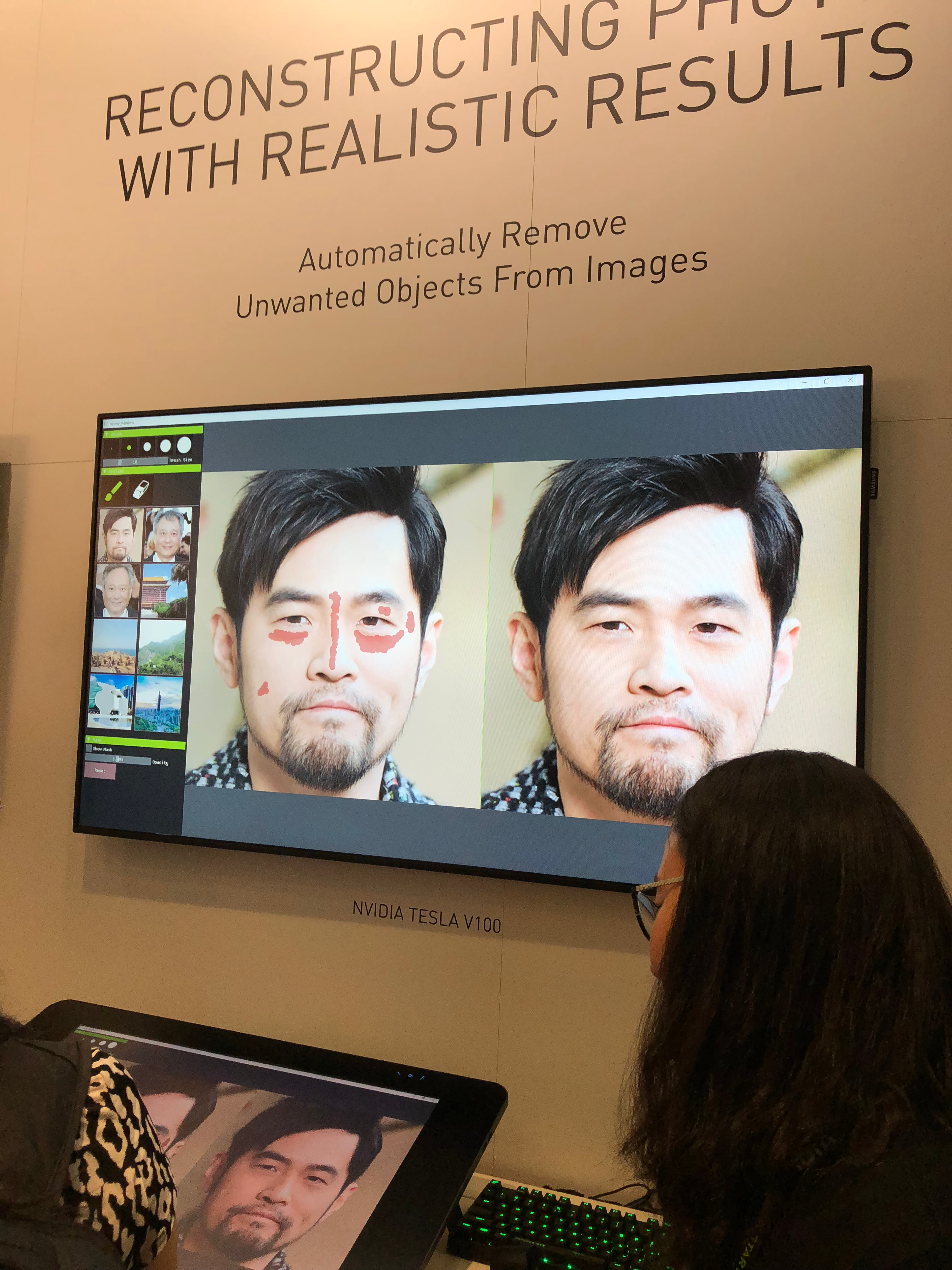 An image of Nvidia's live image editing technology at their booth