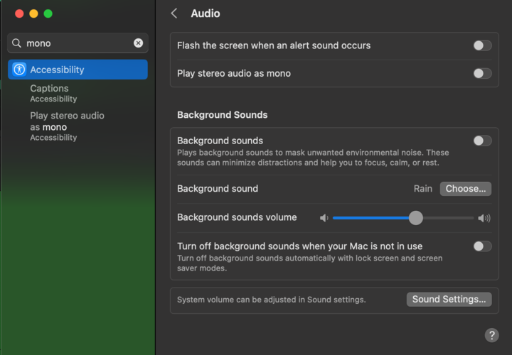 Mac audio settings