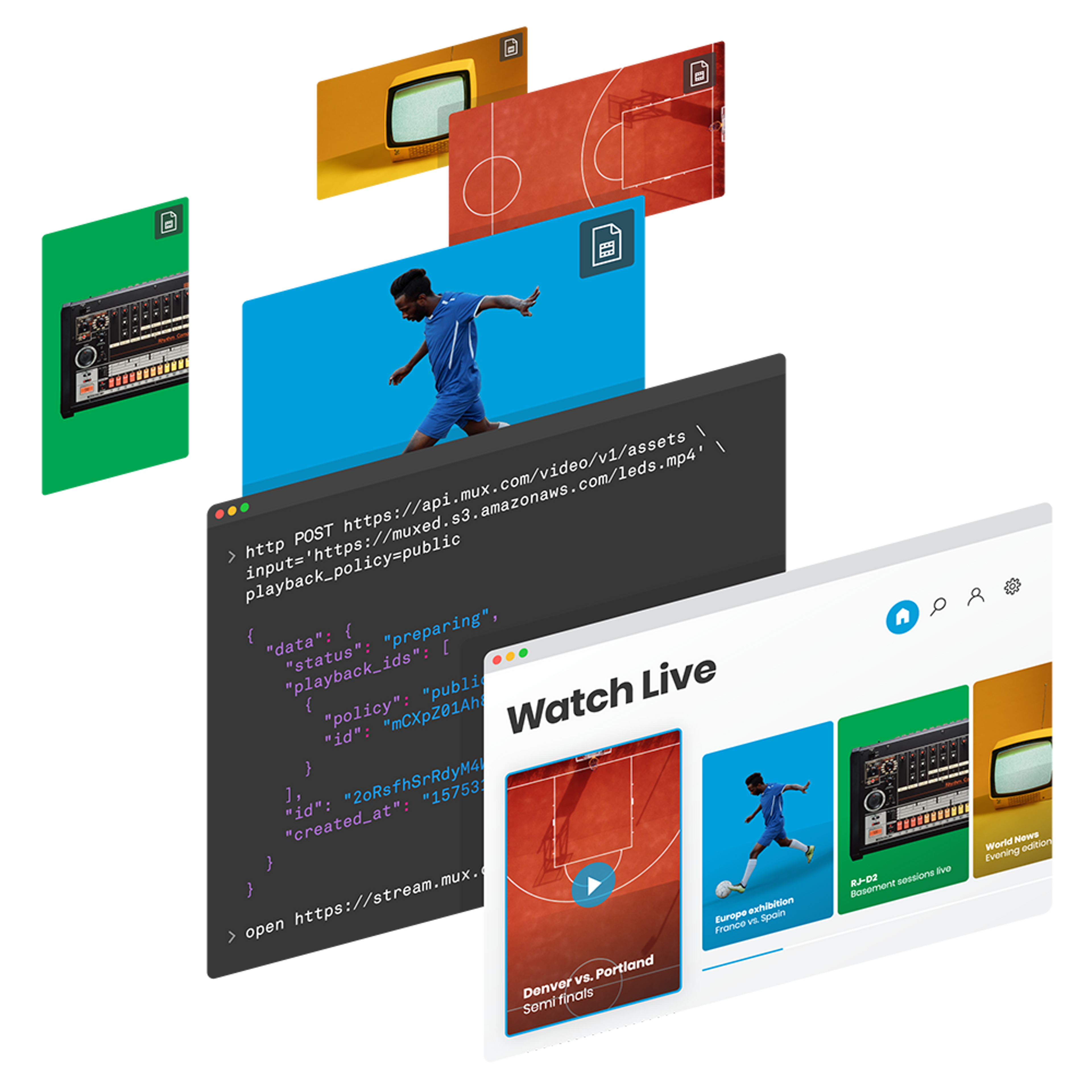 Live video on screen with Mux's API