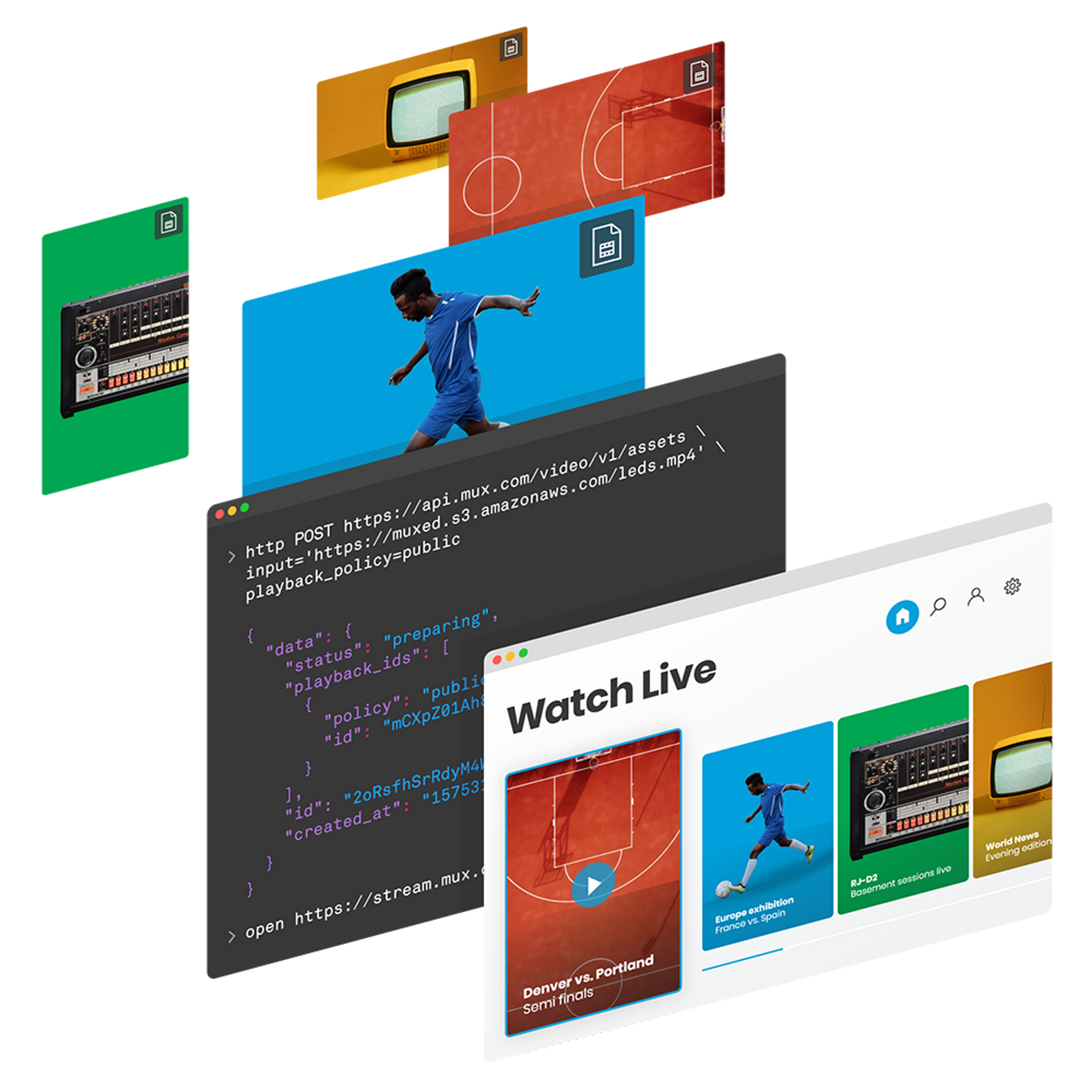 Live events on screen with Mux's API
