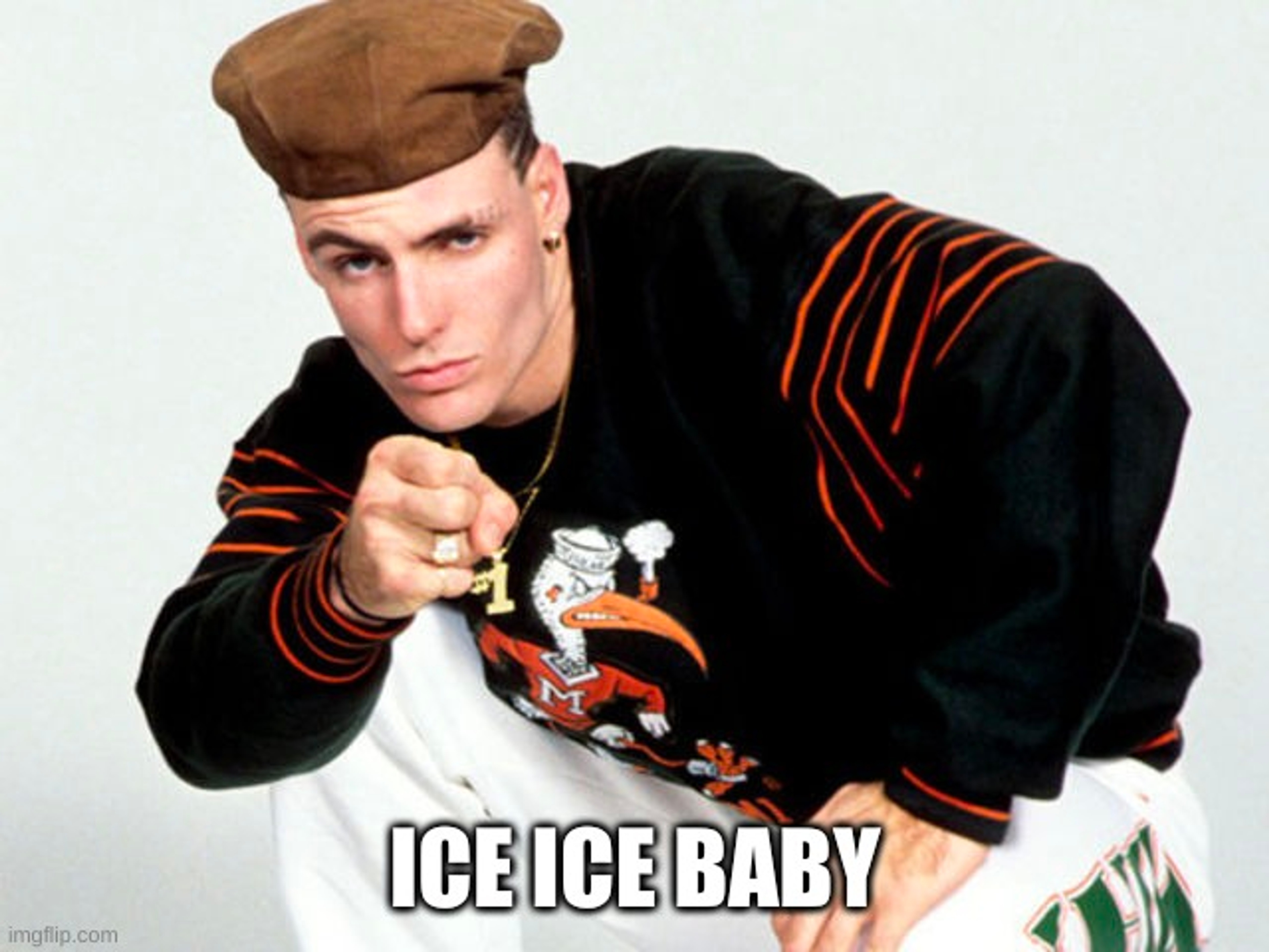 An image of Vanilla Ice with the text "Ice Ice Baby"