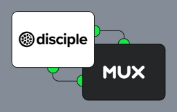 Disciple logo on the left, Mux logo on the right