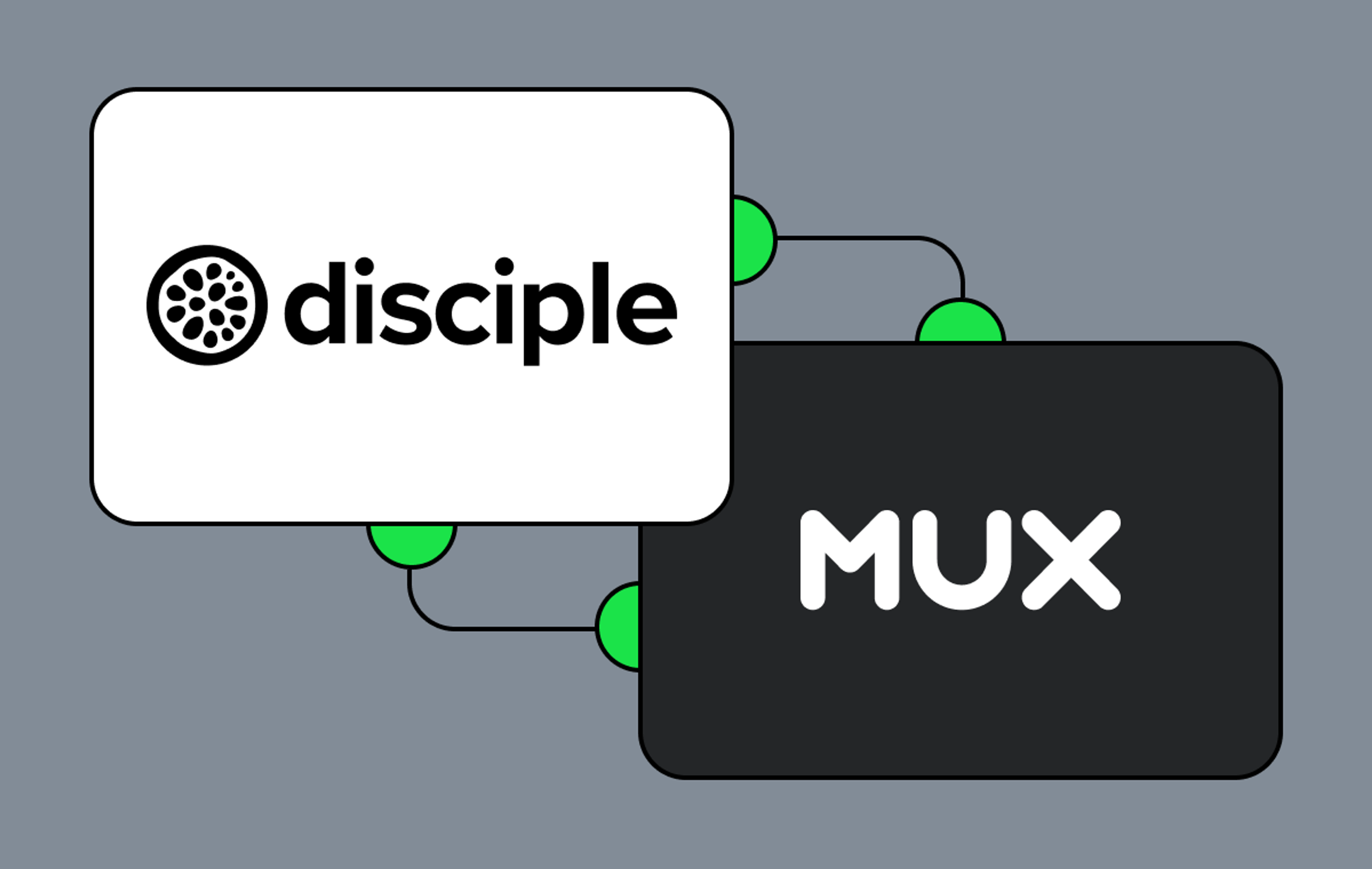 Disciple logo on the left, Mux logo on the right