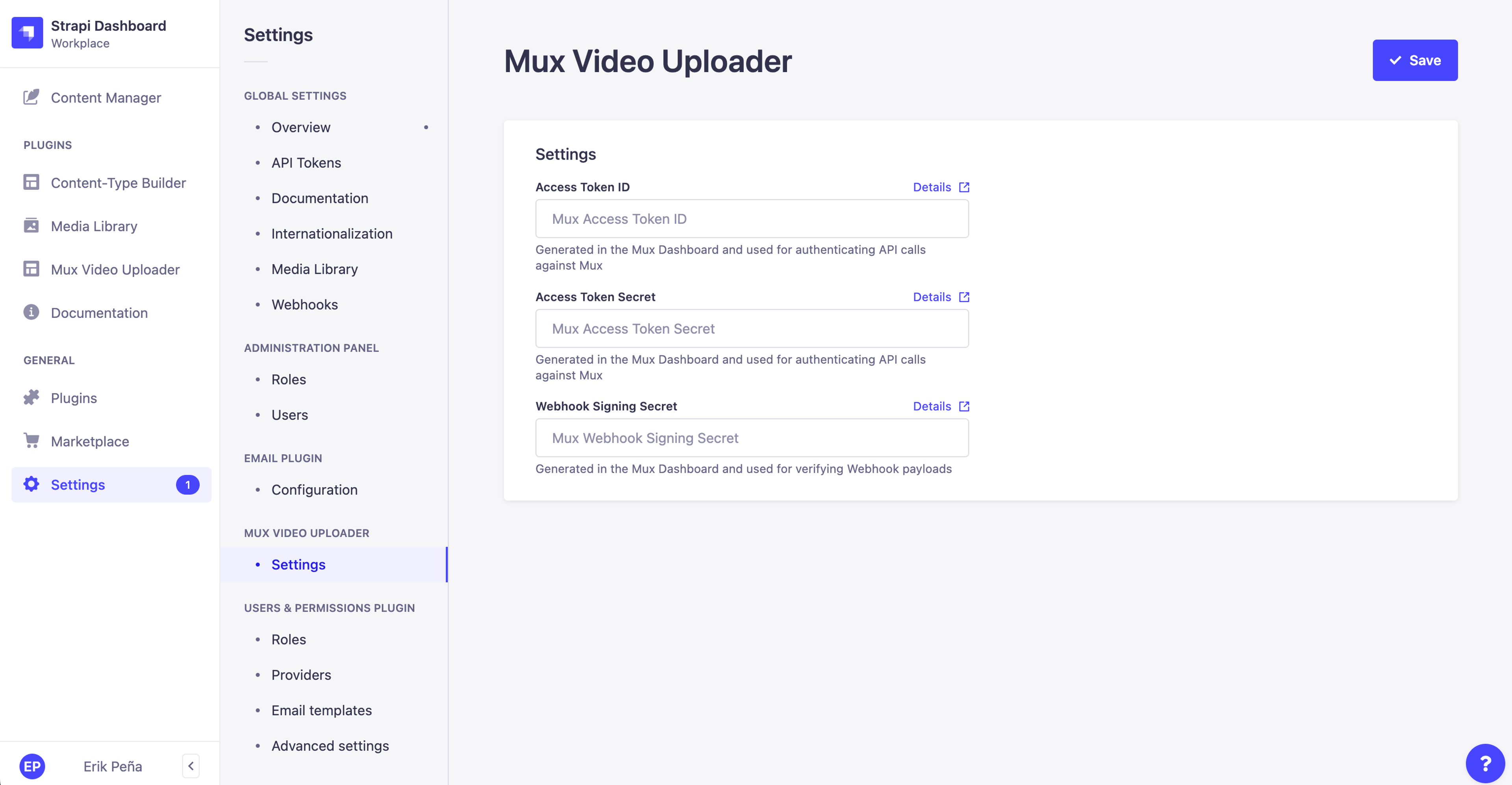 Mux Video Uploader - Settings