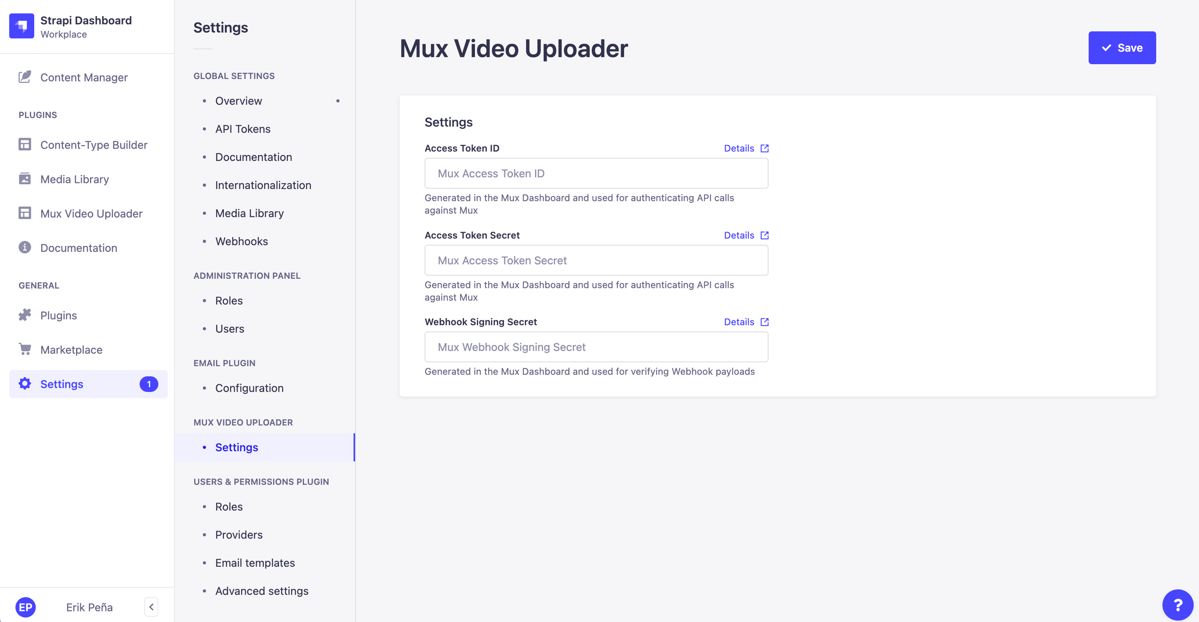 Mux Video Uploader - Settings
