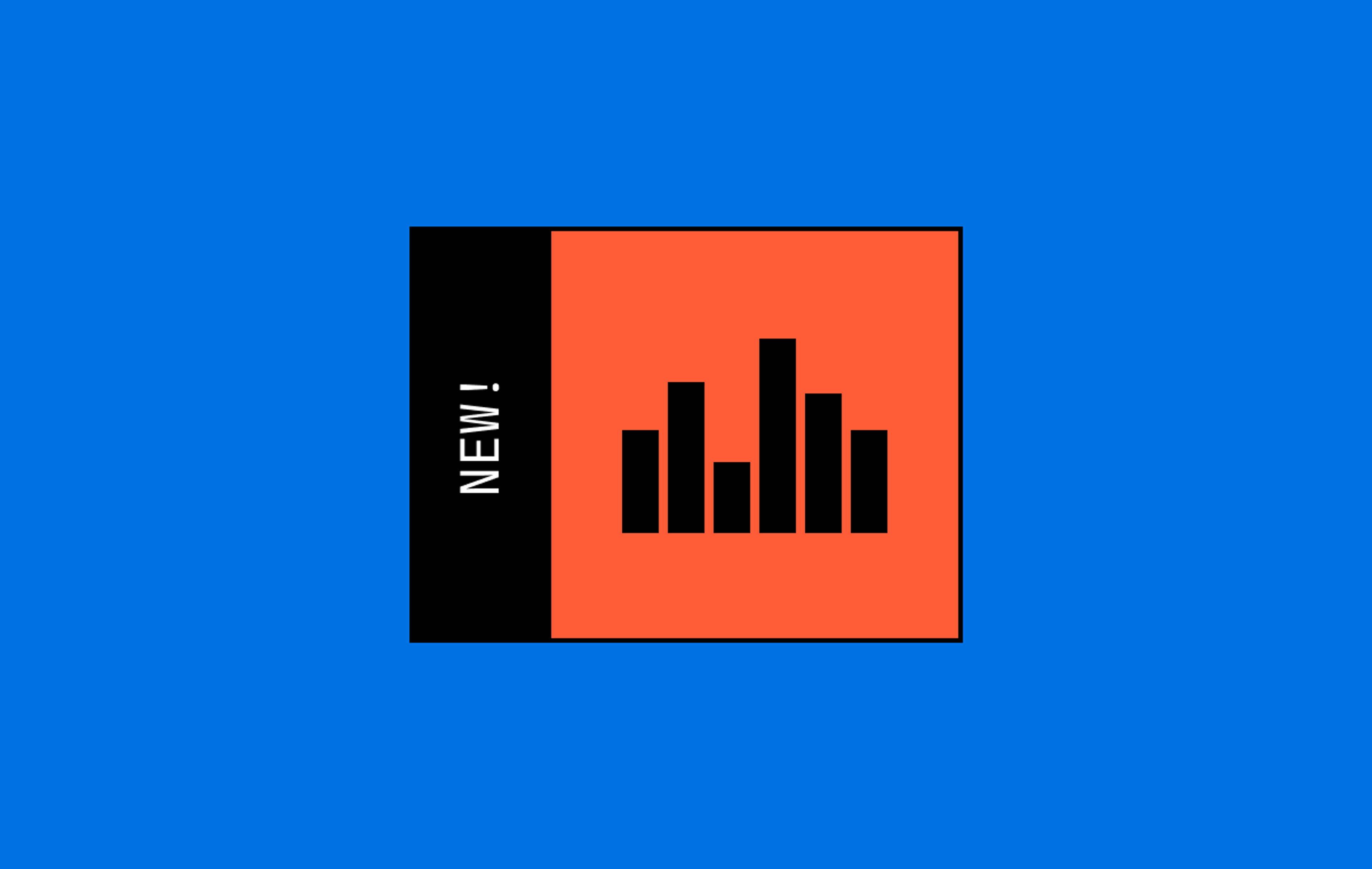 Bar graph icon with the word new on the side