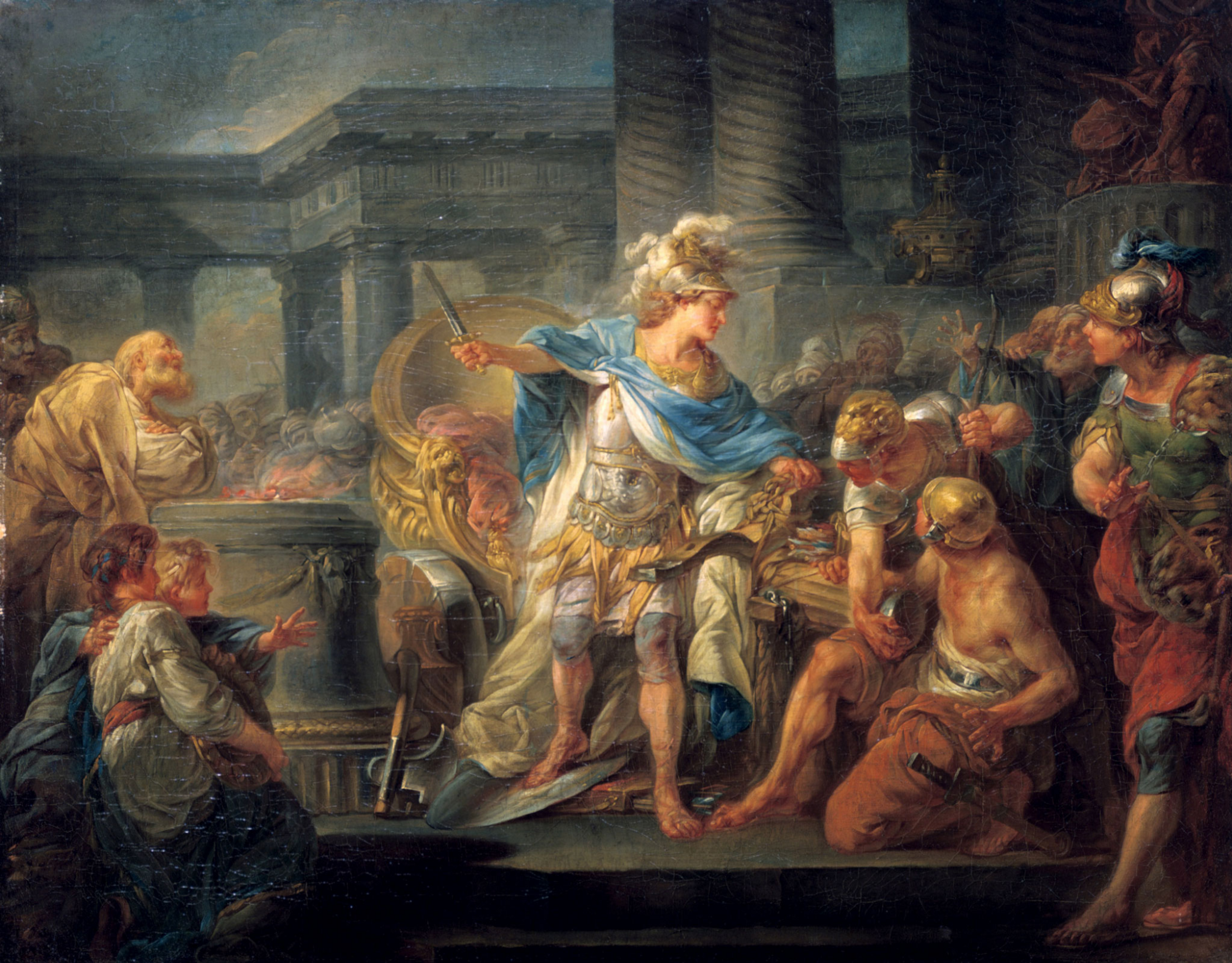 Alexander the Great in Phrygia cutting the Gordian knot