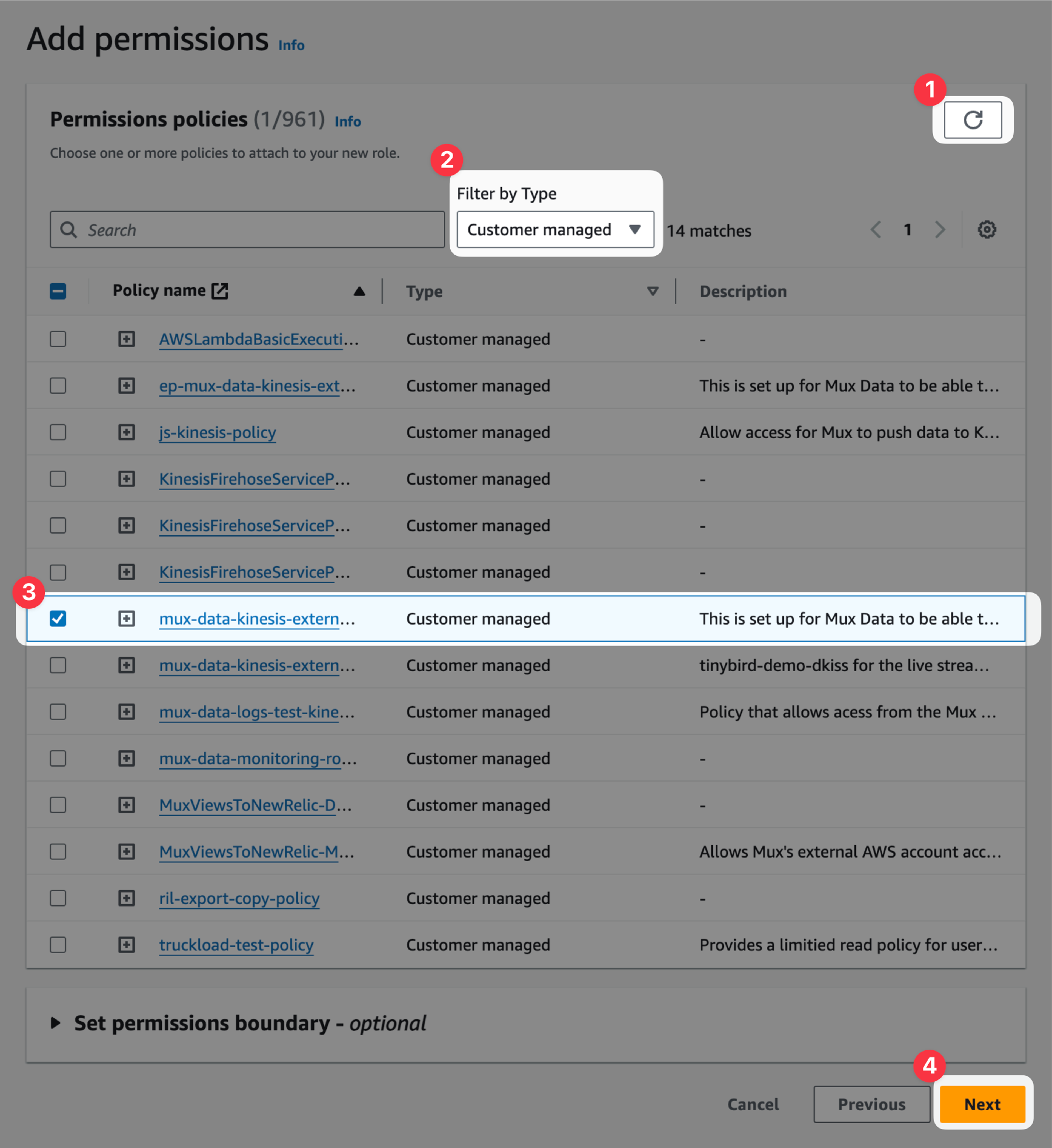 Attach policy to role by adding permissions