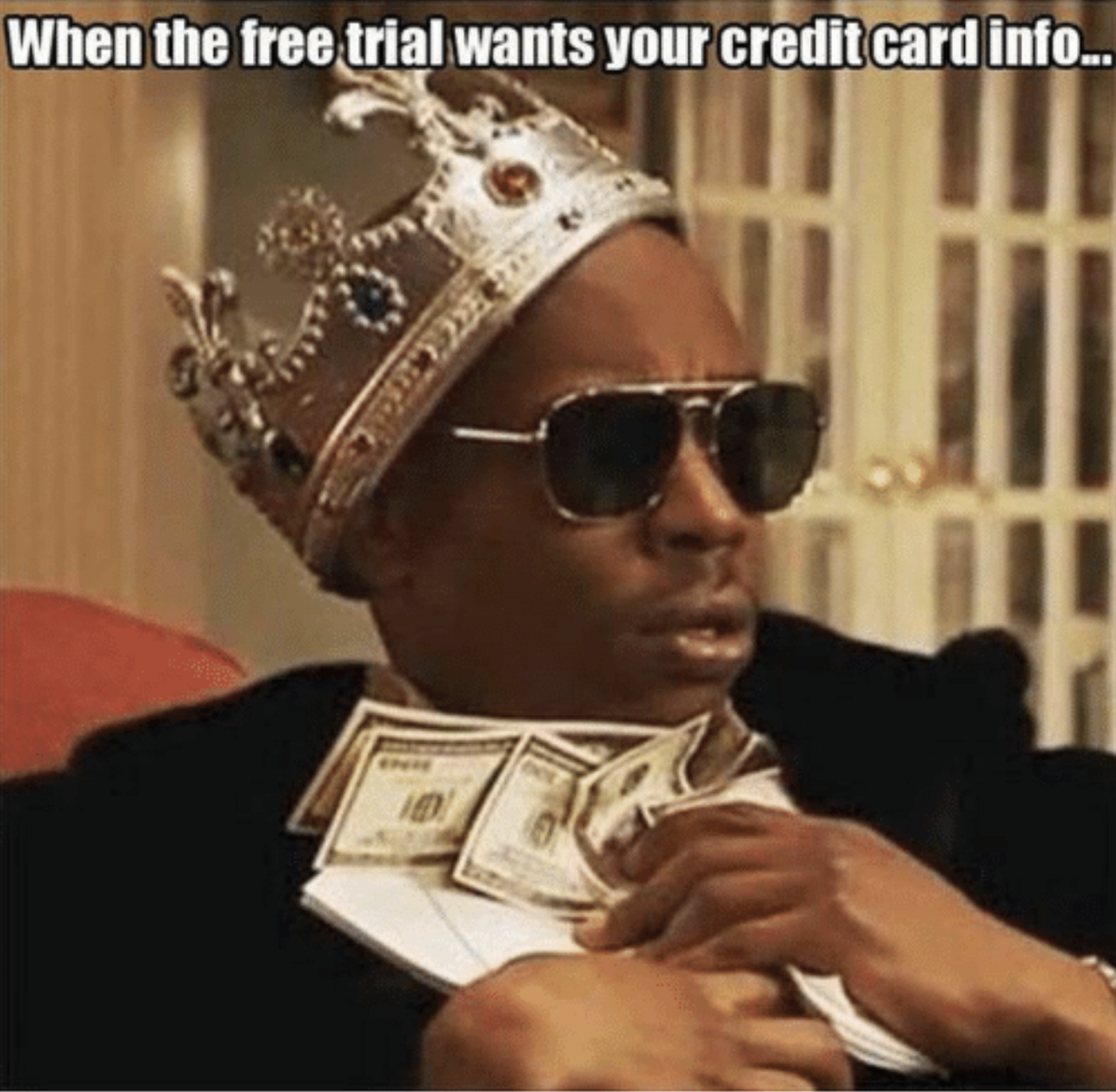 An image that says when the free trial wants your credit card info