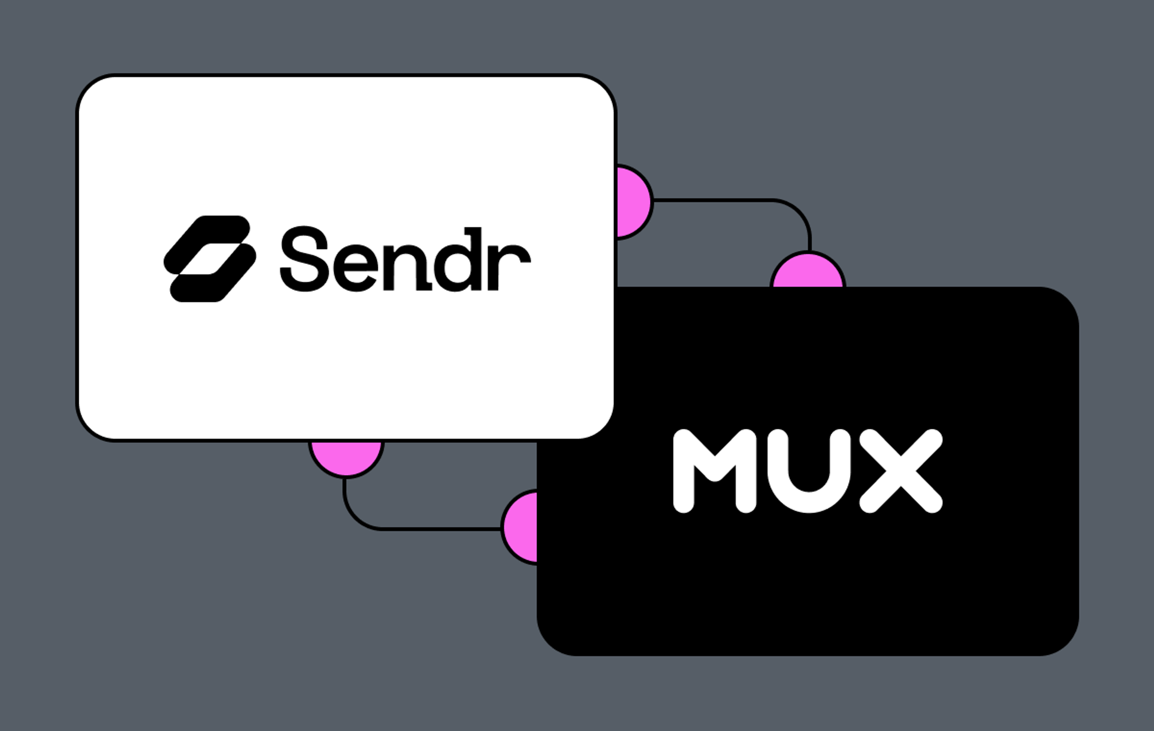 Sendr logo on left, Mux logo on the right