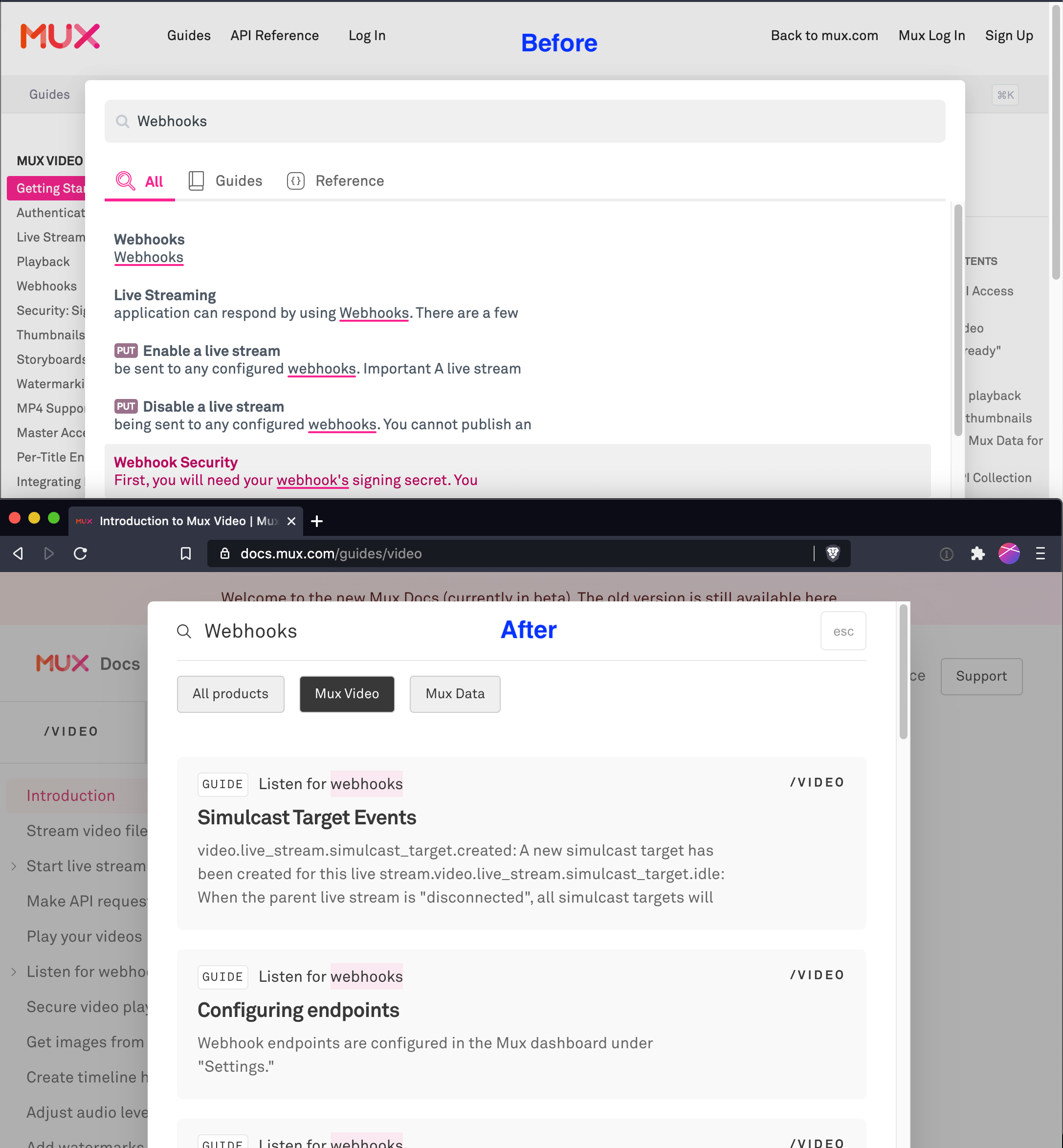 Search modal docs v2