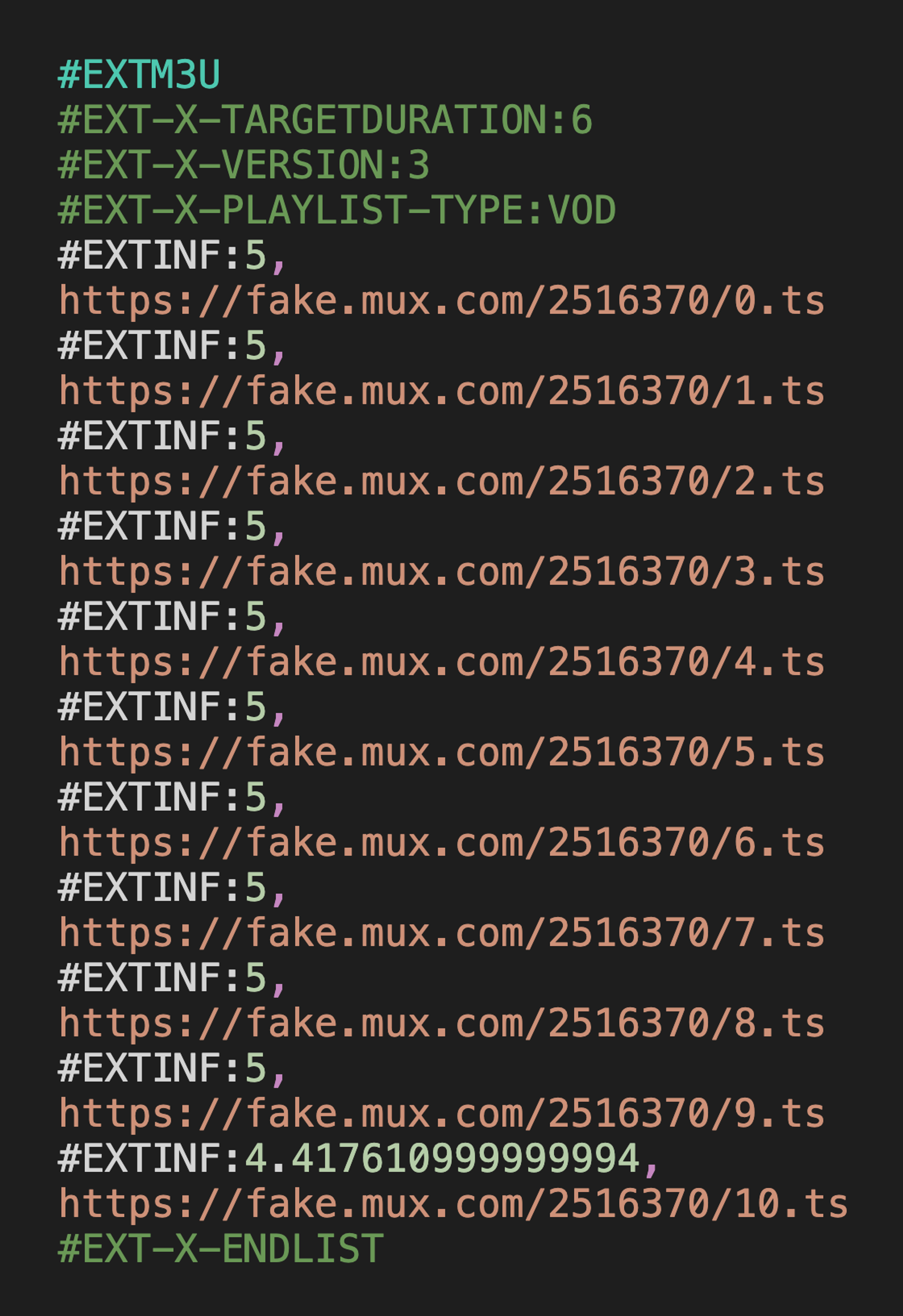 Apple HTTP Live Streaming (M3U8) Playlist Files