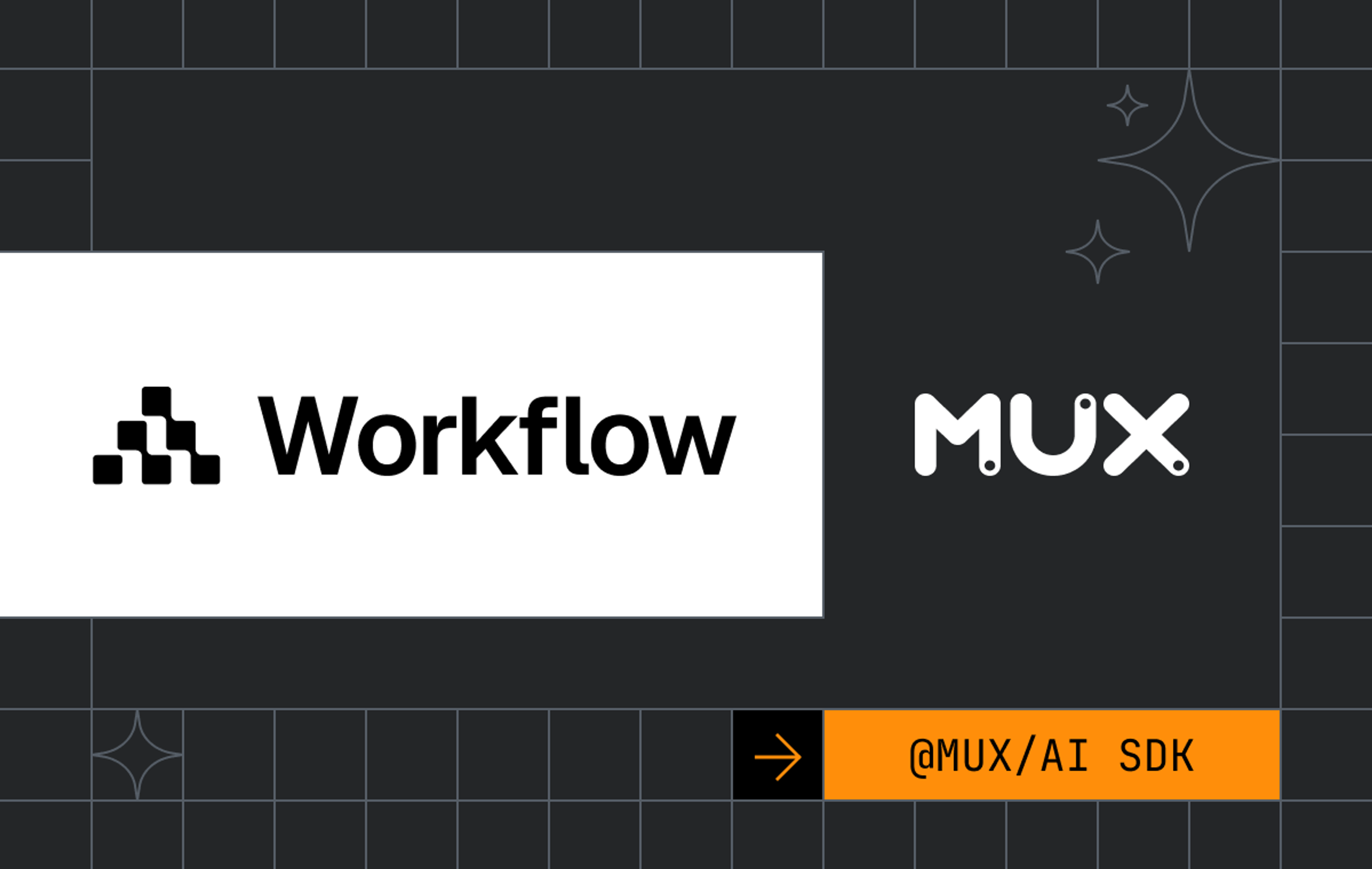 The Mux, Vercel Workflow, and @mux/ai logos