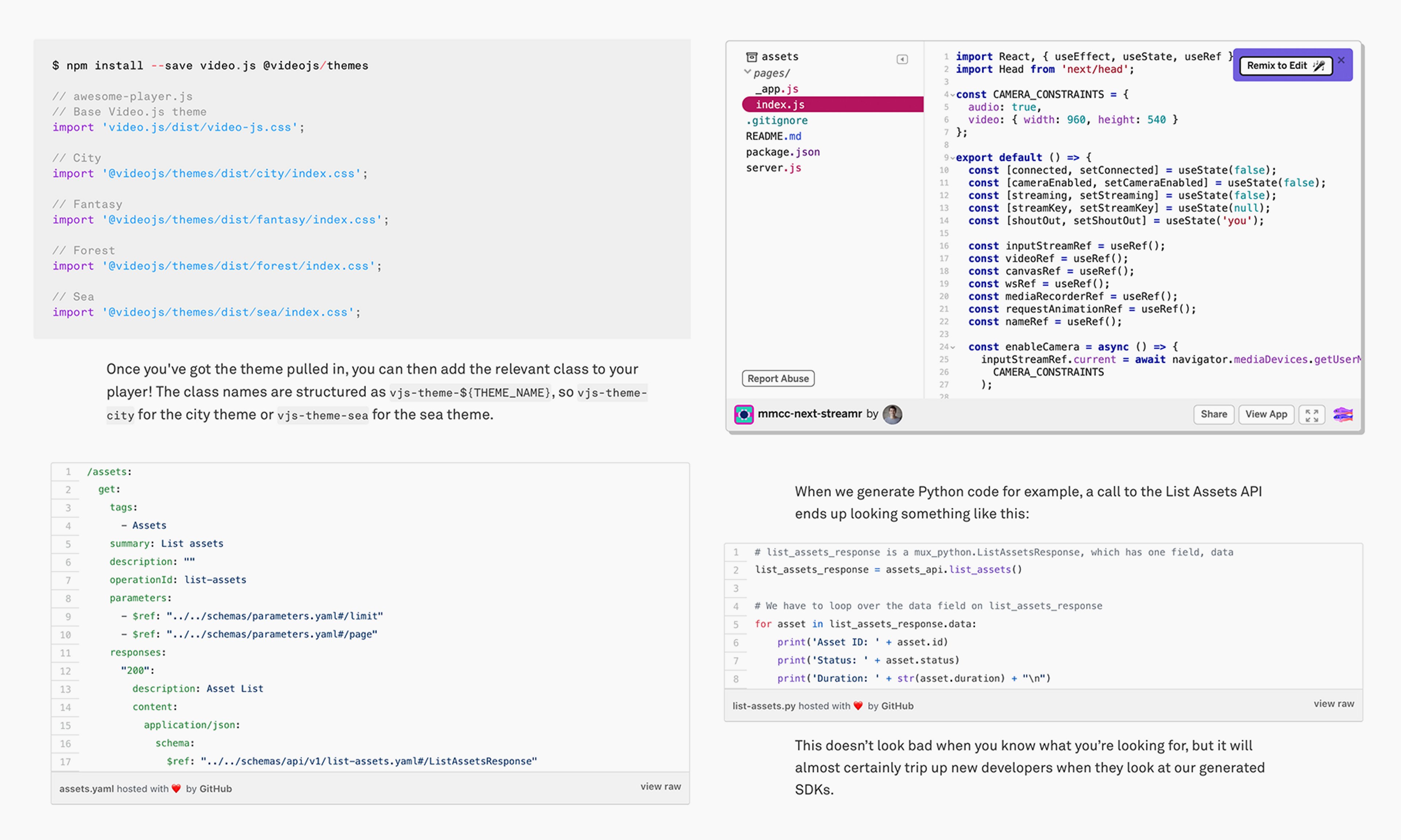 code sample types