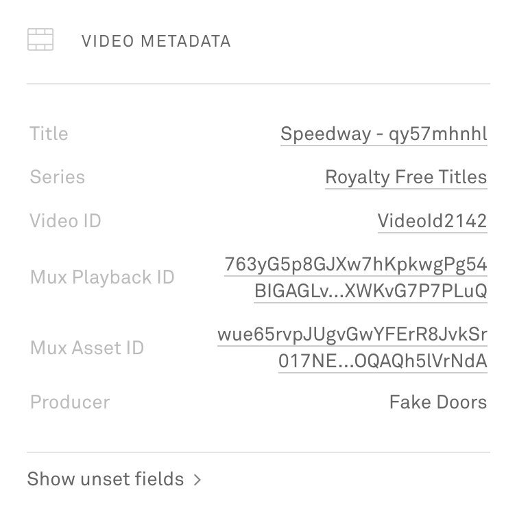Video metadata detail section