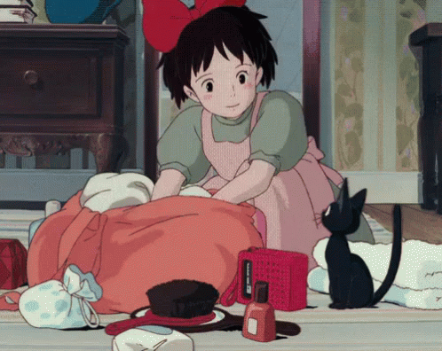 Kiki from Kiki’s Delivery Service packing for her move