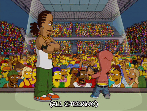 A giph of a rap battle on the show The Simpsons