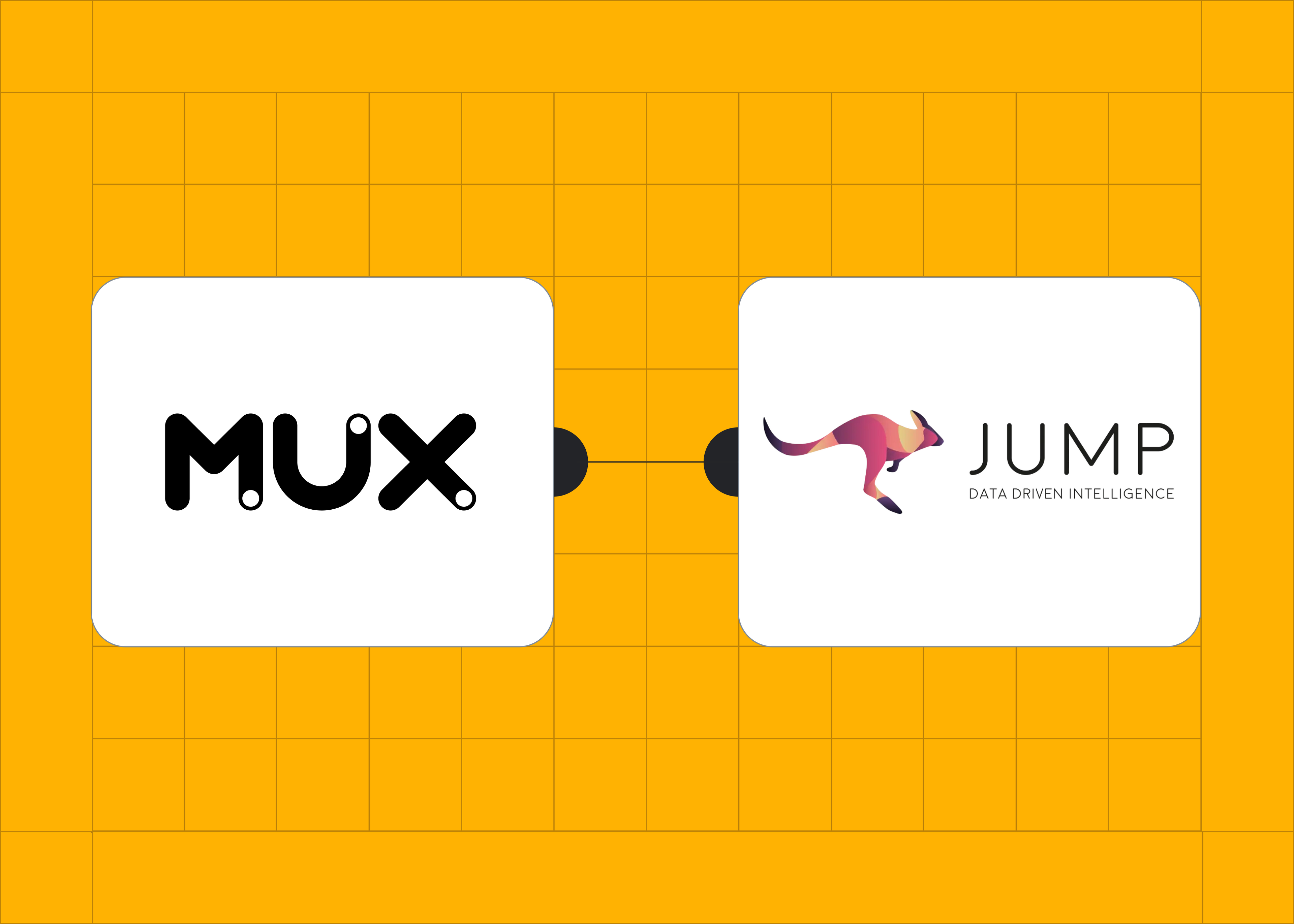 A partnership design featuring the Mux and Jump logos