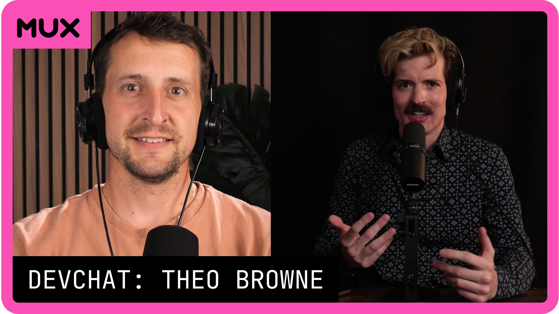 A split screen of Dave Kiss and Theo Browne