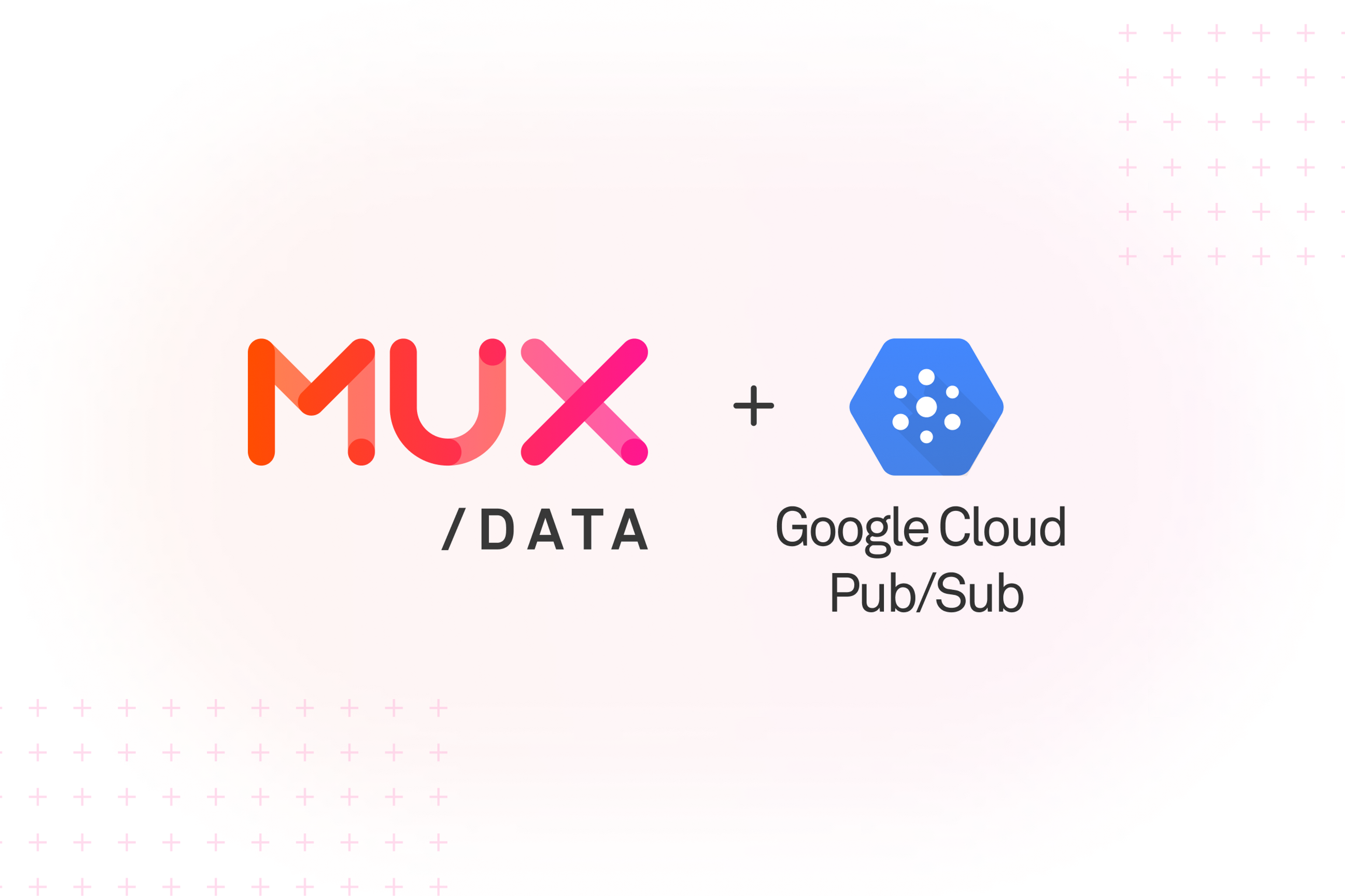 Mux Data logo plus Google Cloud Pub/Sub logo