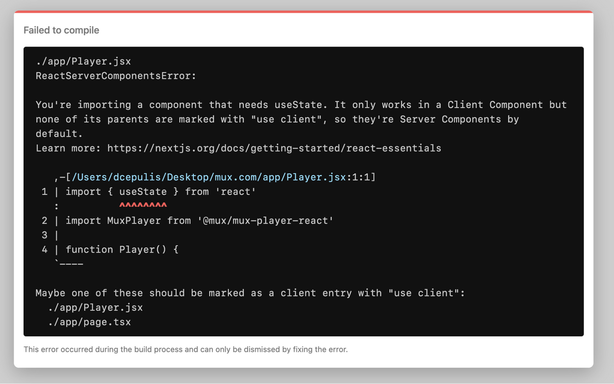 Player 컴포넌트는 사용자 상호작용에 의존하므로 "use client" 지시어가 필요합니다.