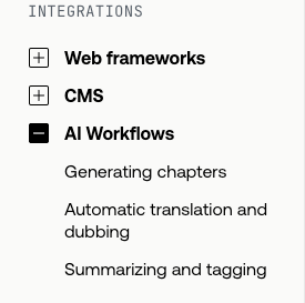 AI workflows navigation with Generated Chapters, Automatic