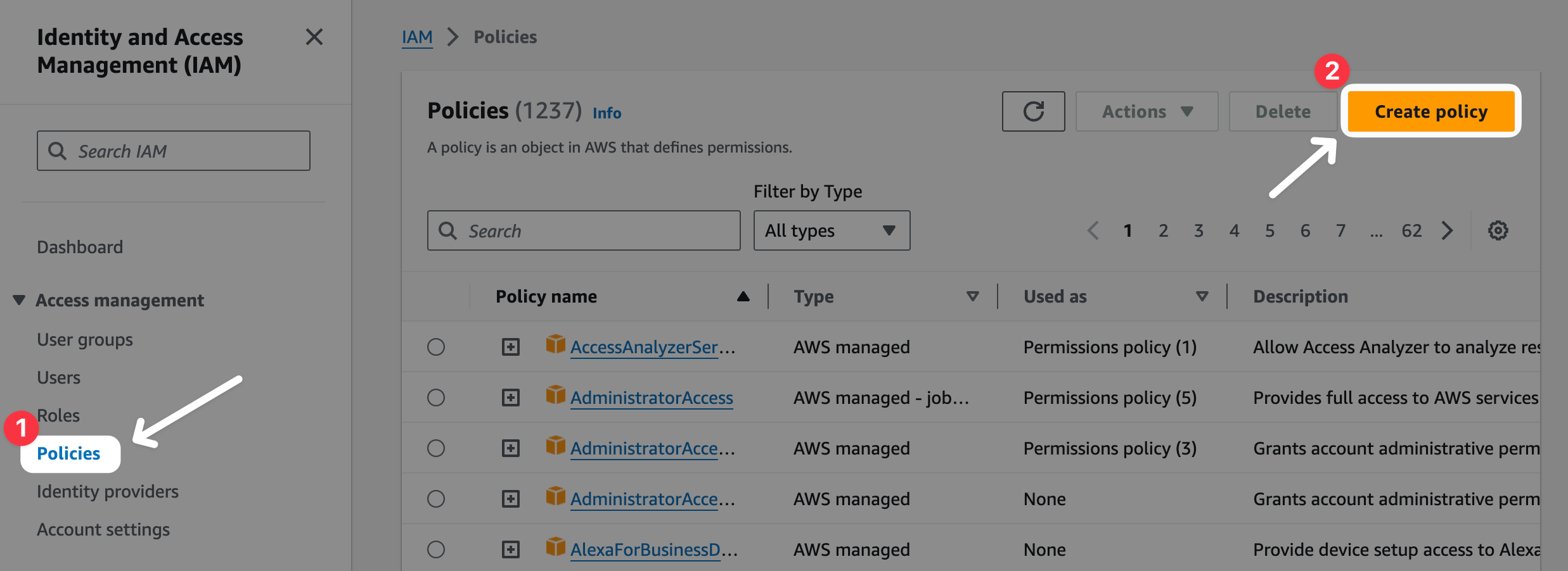 Create IAM policy
