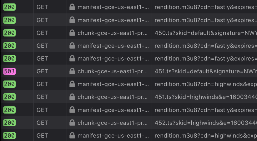 A screenshot showing a failed CDN request