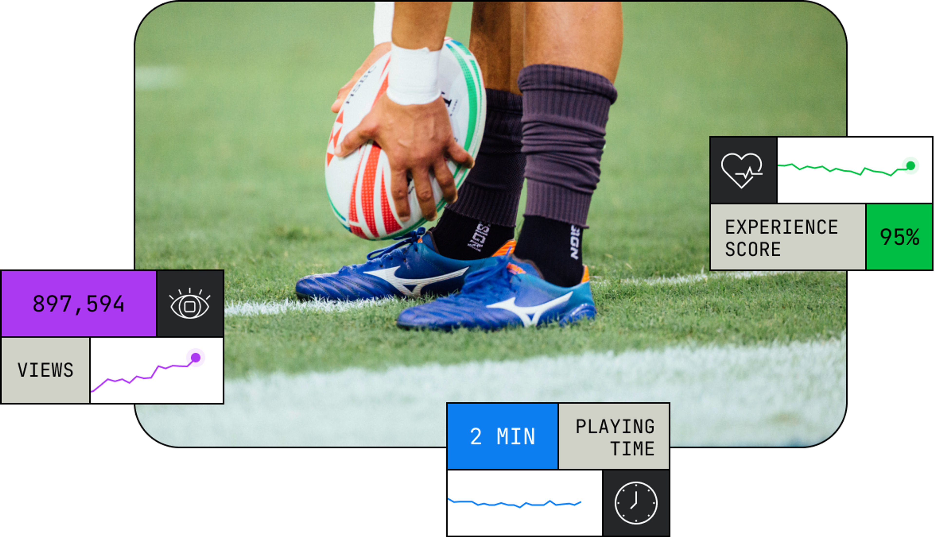 Image of a sports stream with illustrated metrics