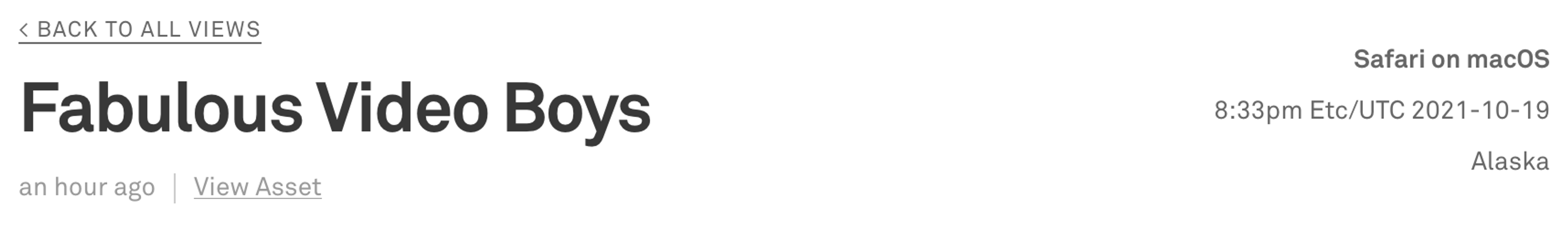 "View asset" link under video title.