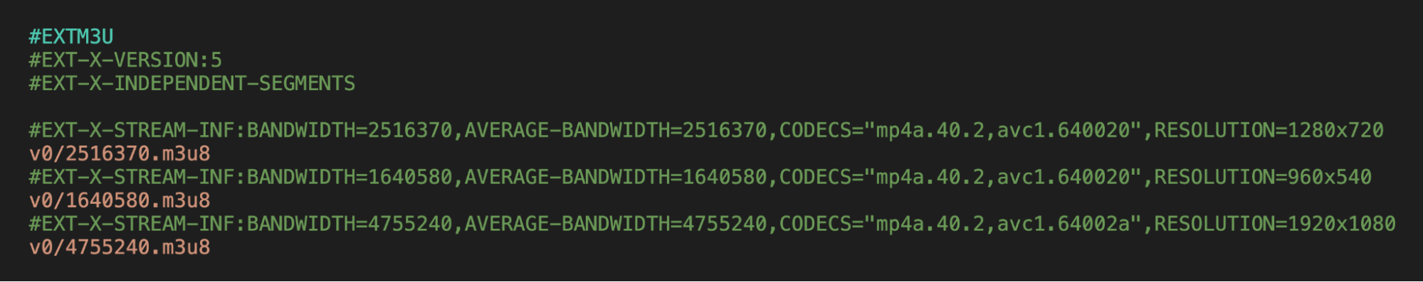 Apple HTTP Live Streaming (M3U8) Playlist Files