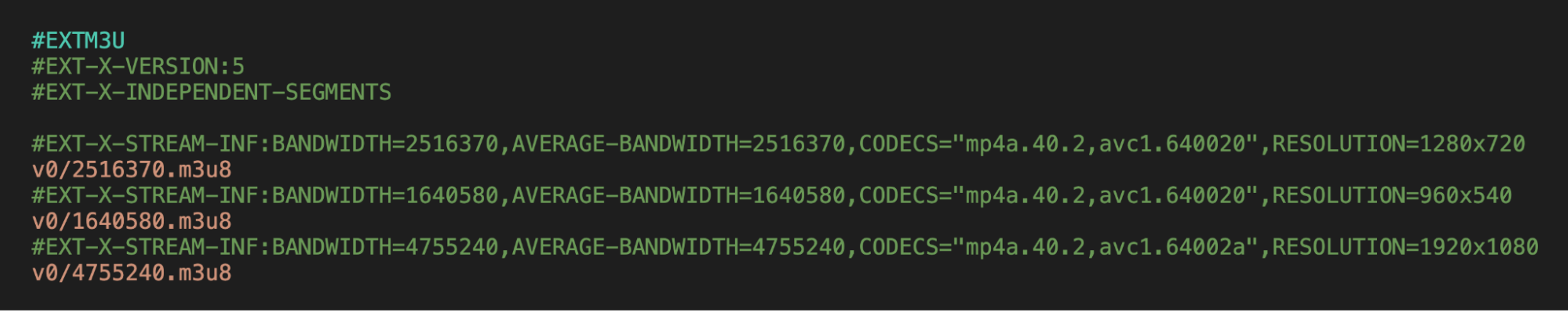 Apple HTTP Live Streaming (M3U8) Playlist Files