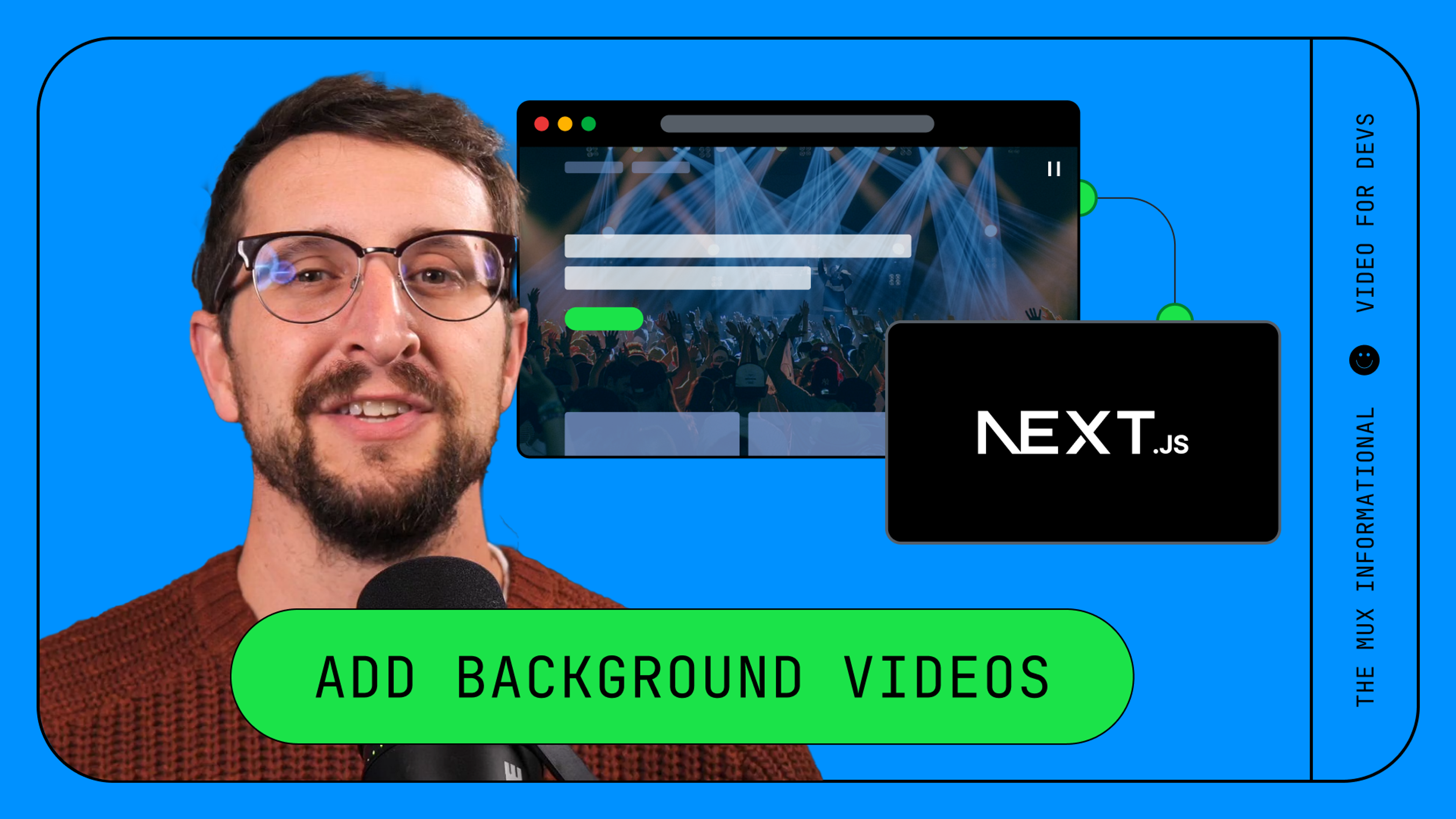 Dave Kiss, against a blue background with Next.js logo