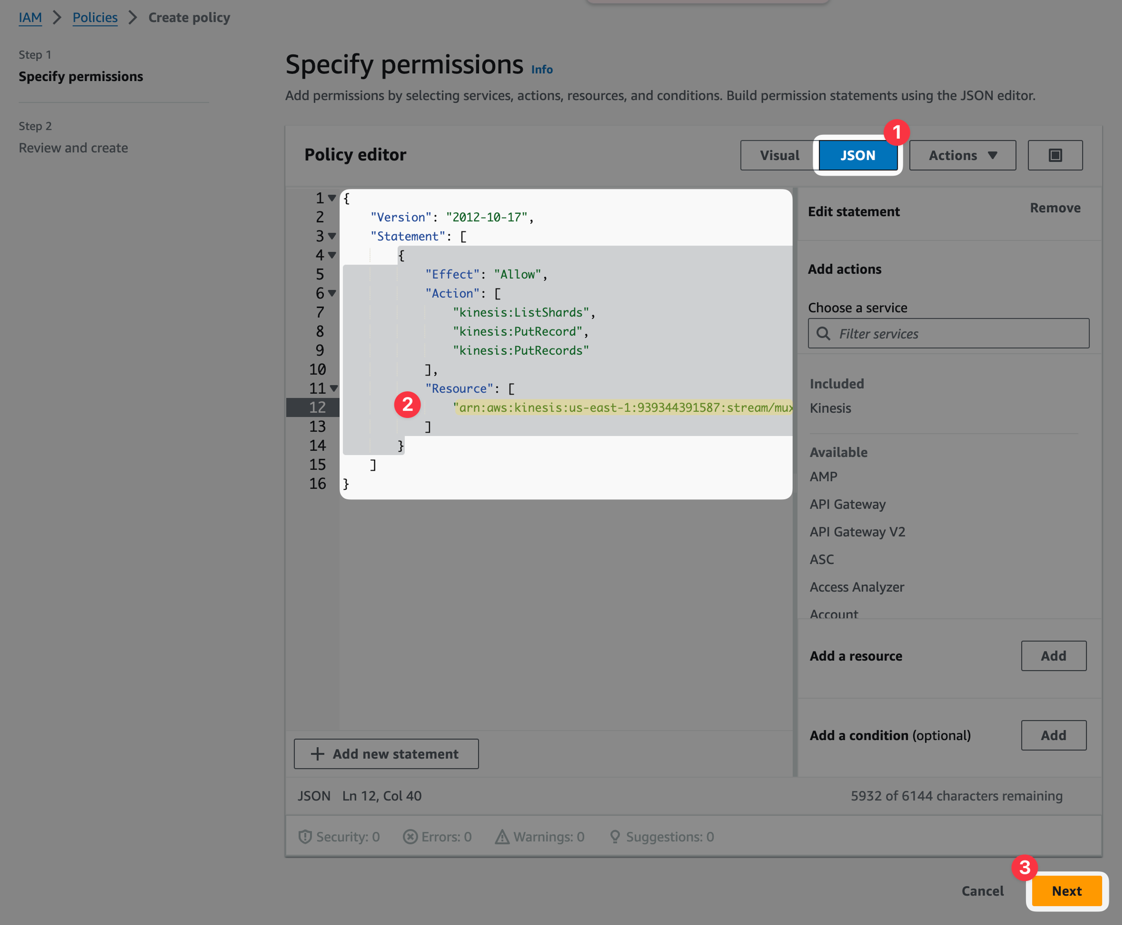 Specify IAM policy permissions