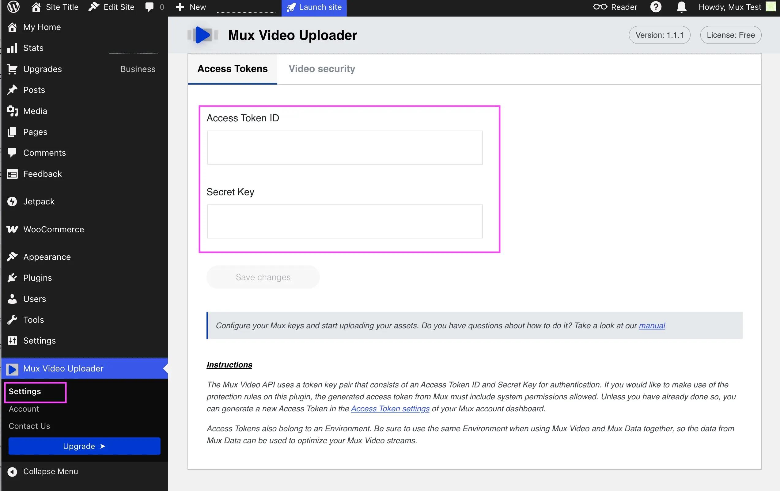 Access Token ID in the Mux Video Uploader