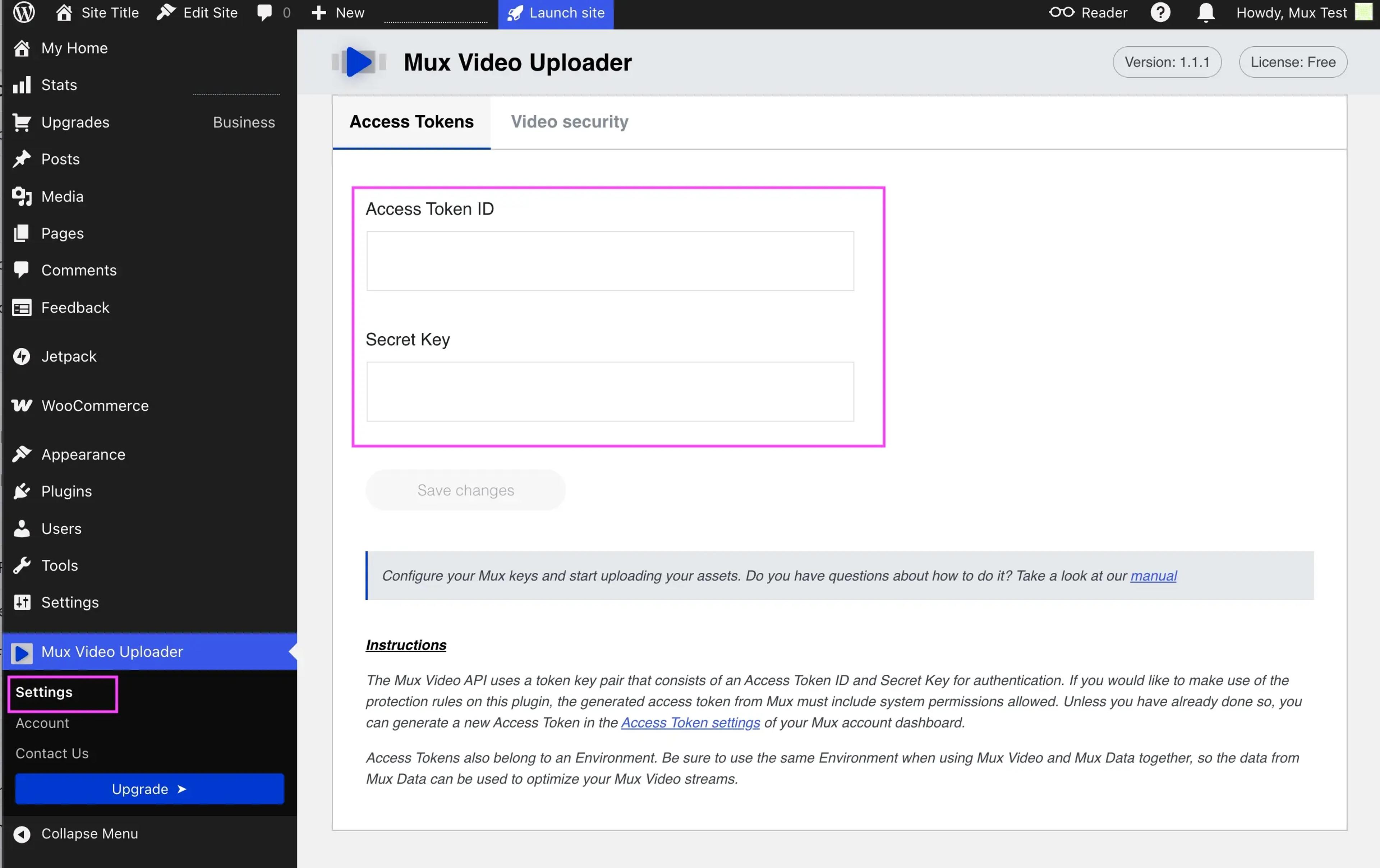 Access Token ID in the Mux Video Uploader