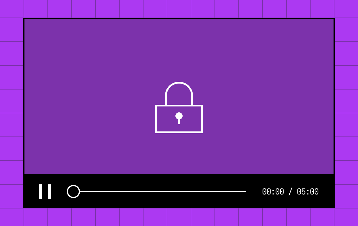 video player with lock icon in the center