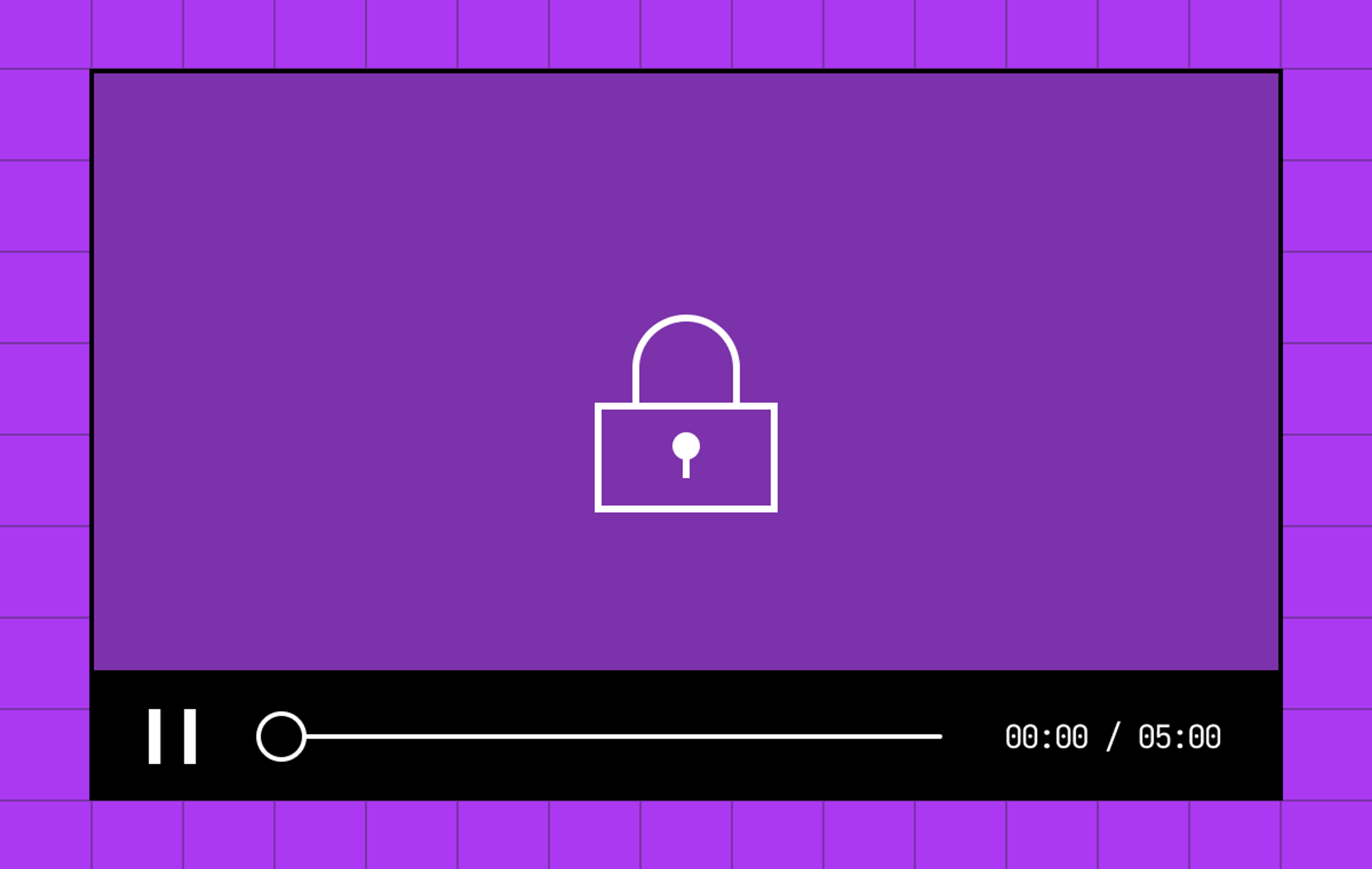 video player with lock icon in the center